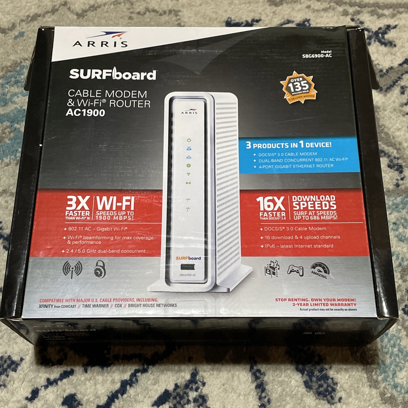 ARRIS SURFboard SBG6900AC Docsis 3.0 16×4 Cable Modem/ Wi-Fi AC1900 Router
