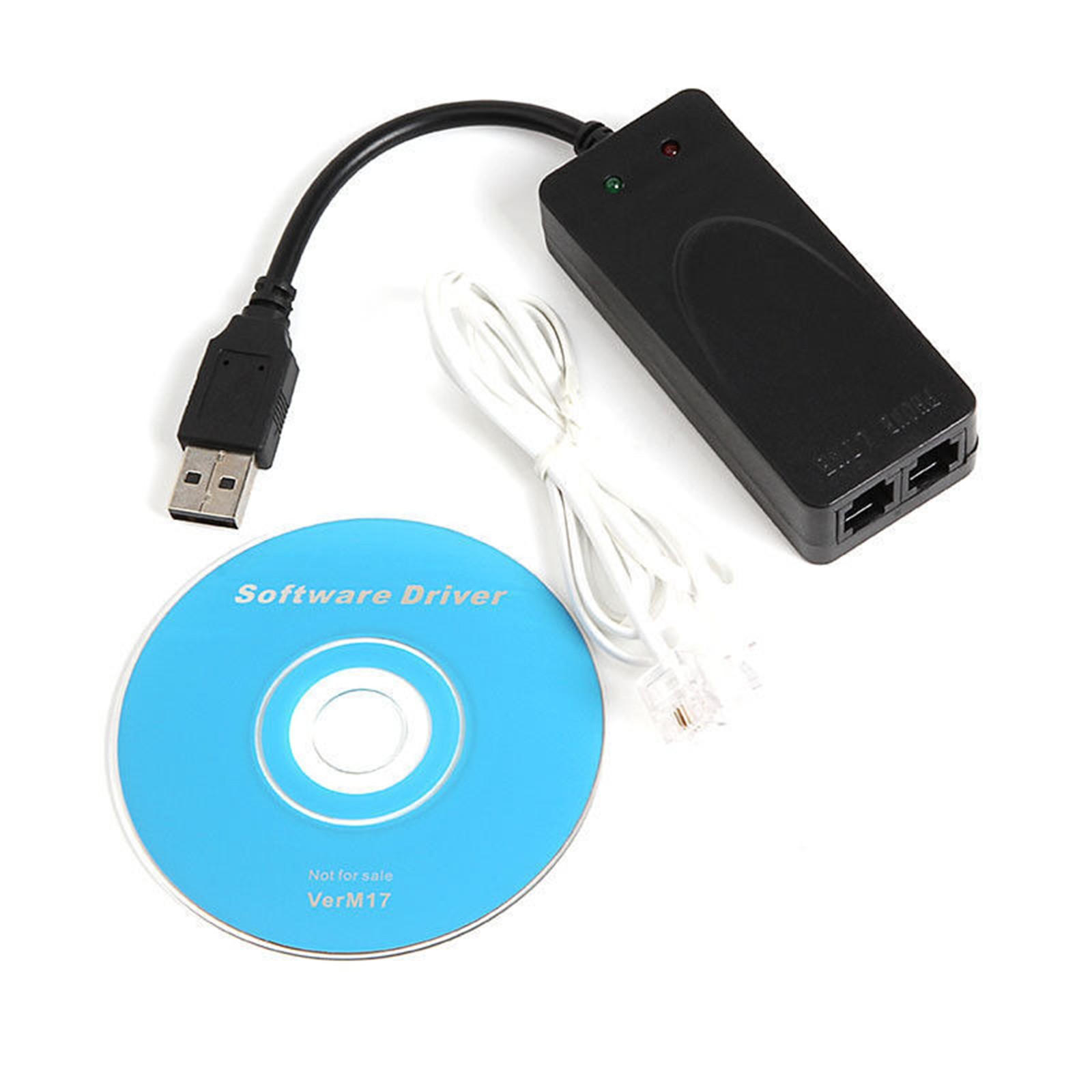 Dual RJ11 Ports USB 56K External Dial Up Voice Fax Data Modem Windows 10 8 7