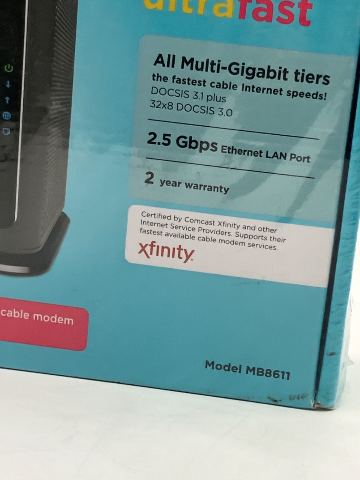 Motorola MB8611 DOCSIS 3.1 Cable Modem 2.5 Gbps Ethernet Lan Port
