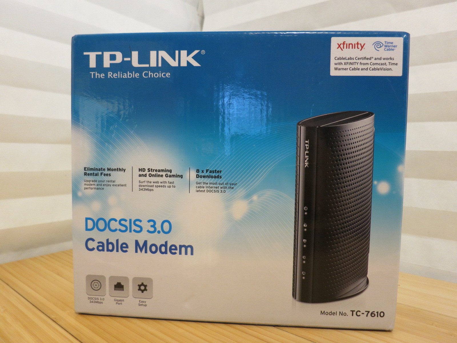 TP-Link DOCSIS 3.0 Cable Modem Black TC7610 TC-7610 343 Mbps Xfinity Cox