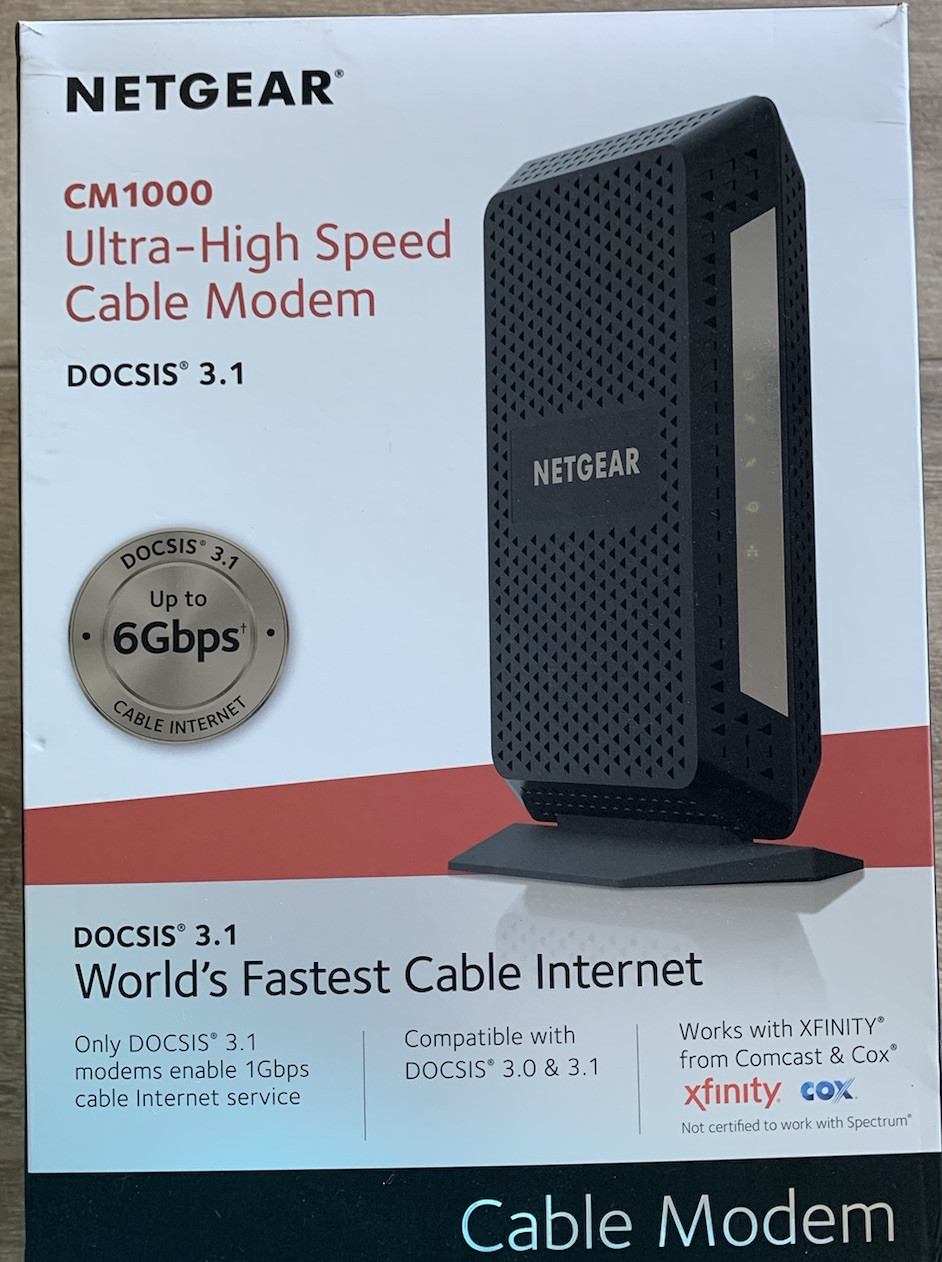 NETGEAR Nighthawk CM1000-100NAS Ultra-High Speed Cable Modem, Black, DOCSIS 3.1