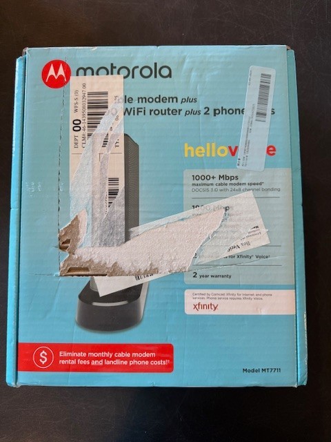 Motorola 24×8 Cable Modem + AC1900 WiFi Router + 2 Phone Line for Xfinity MT7711
