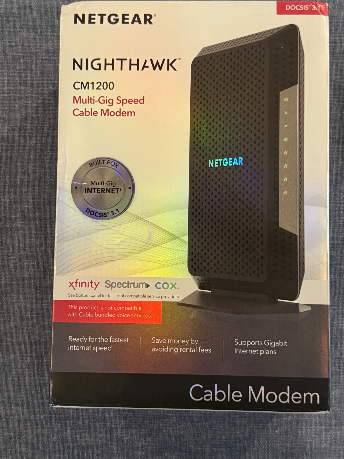 NETGEAR NIGHTHAWK CM1200 Multi-Gig Speed Cable Modem open box