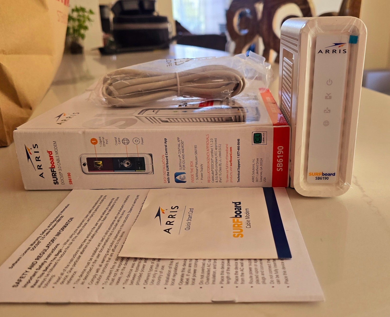 ARRIS SURFboard SB6190 DOCSIS 3.0 High-Speed Cable Modem. 32×8 Channel Bonding
