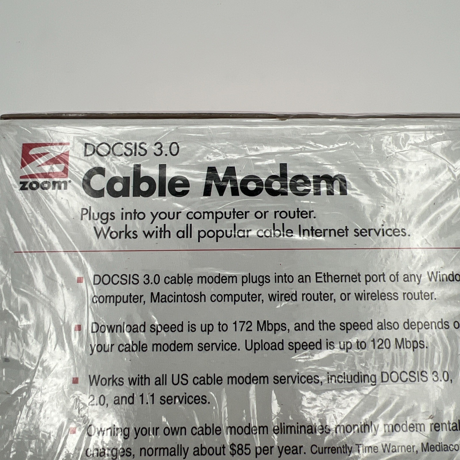 New Sealed Zoom Cable Modem Docsis 3.0 172 Mbps Speed – Model 5341-02-03H