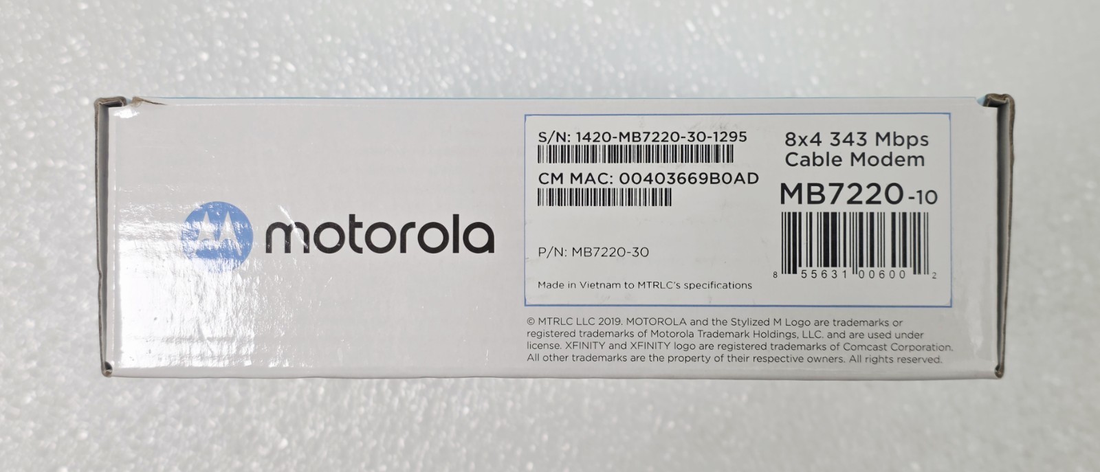Motorola MB7220 8×4 343Mbps DOCSIS 3.0 Cable Modem