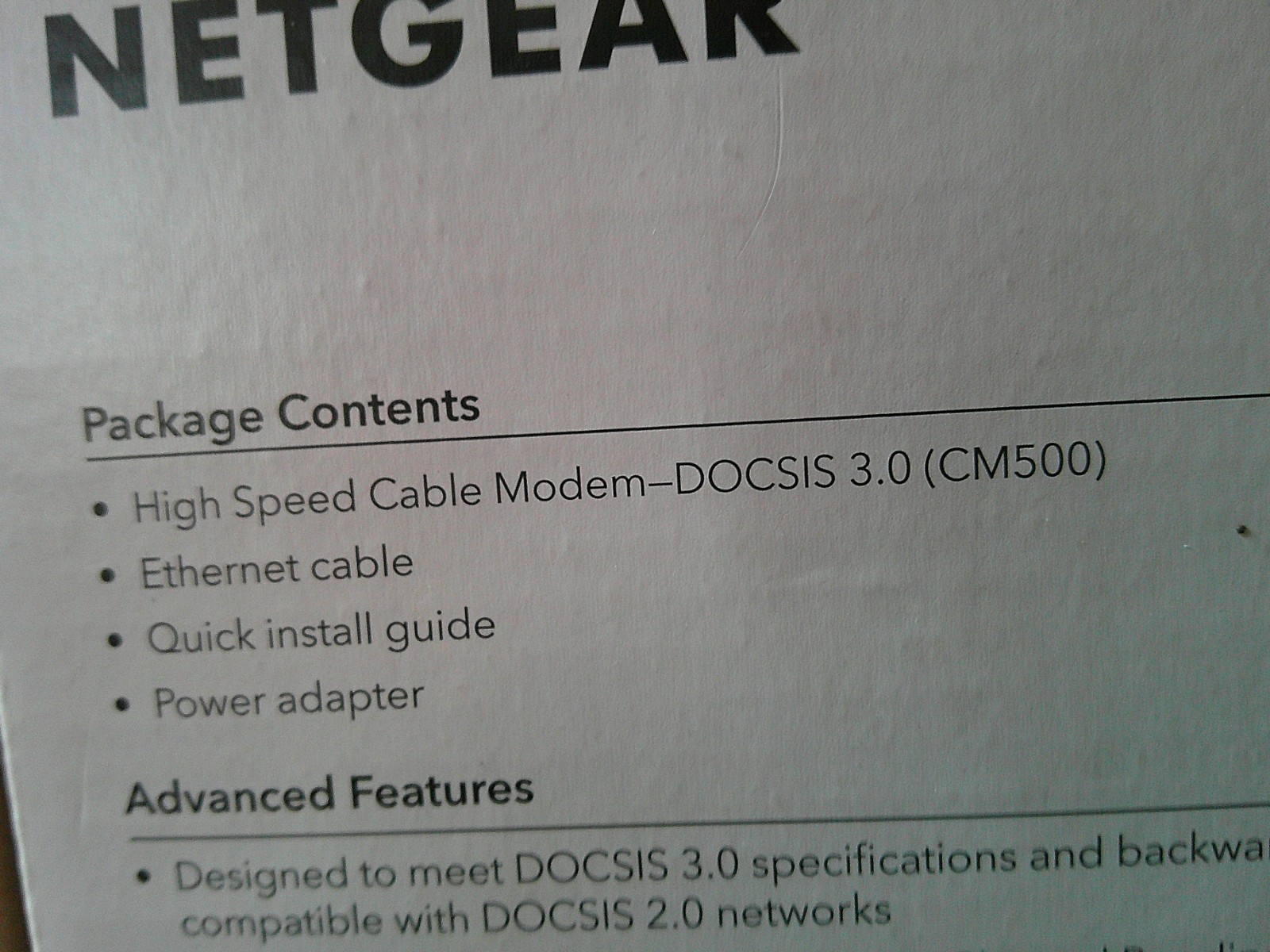 Netgear – Cable Modem – High Speed – CM500 – (CM500100NAS) 680 Mbps – Black