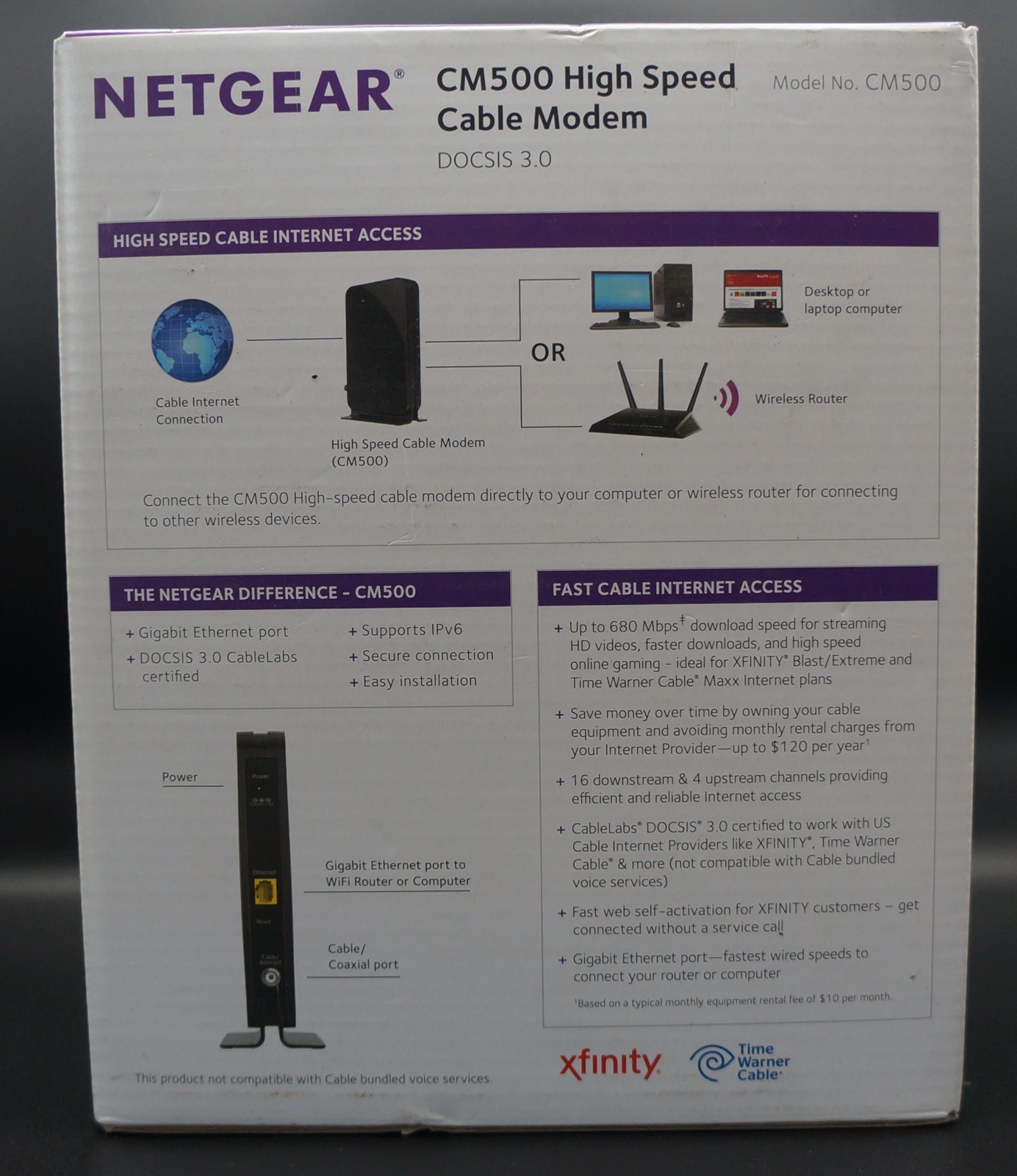 NETGEAR CM500 High Speed Cable Modem DOCSIS 3.0 (Used & Works)