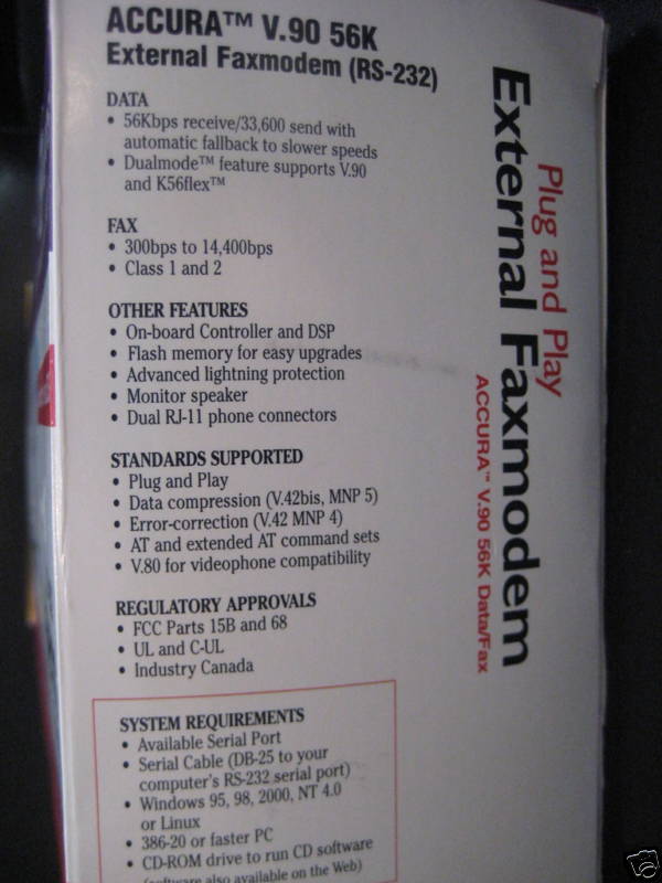 New Hayes 03328-A Accura 56K FaxModem V.90 RS-232 Modem H08-03328
