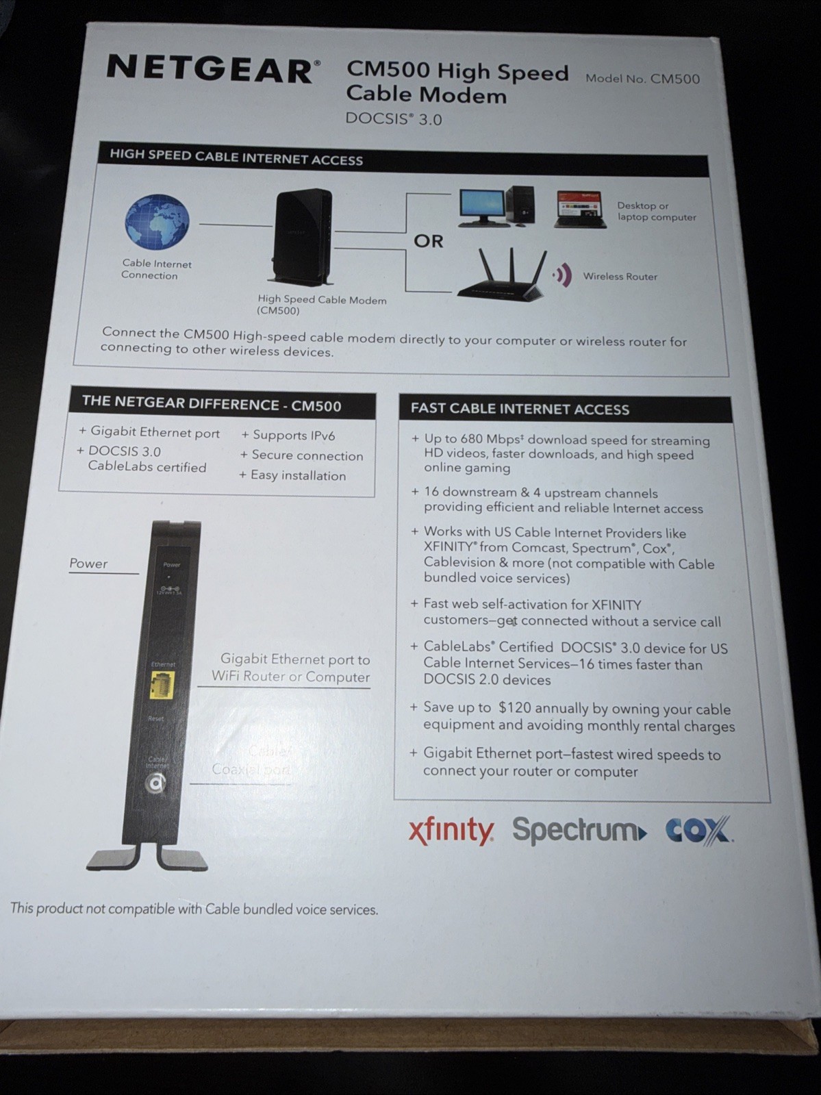 NETGEAR CM500 (CM500100NAS) 680 Mbps – Black