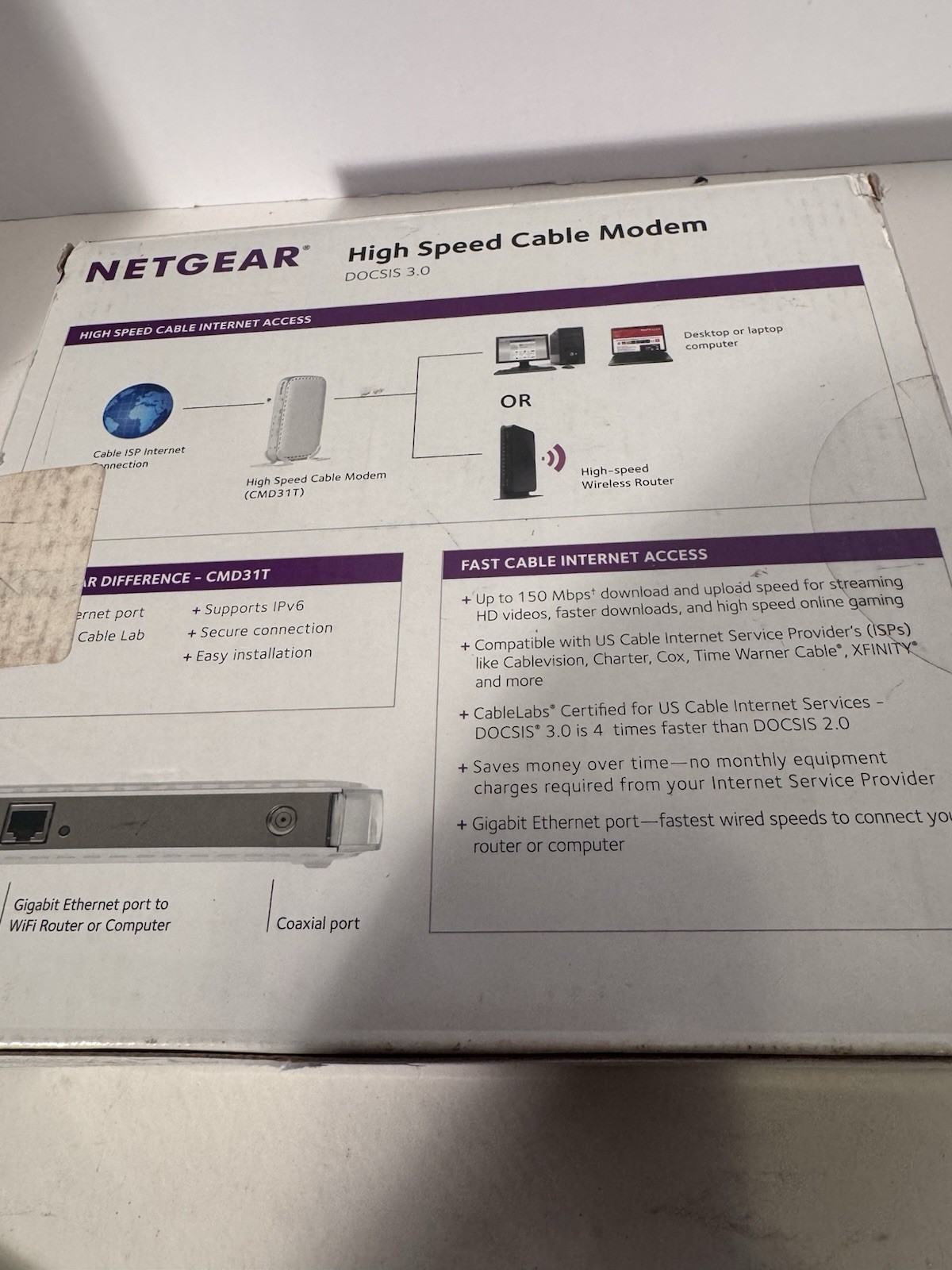 Netgear CMD31T High-Speed Cable Modem DOCSIS 3.0
