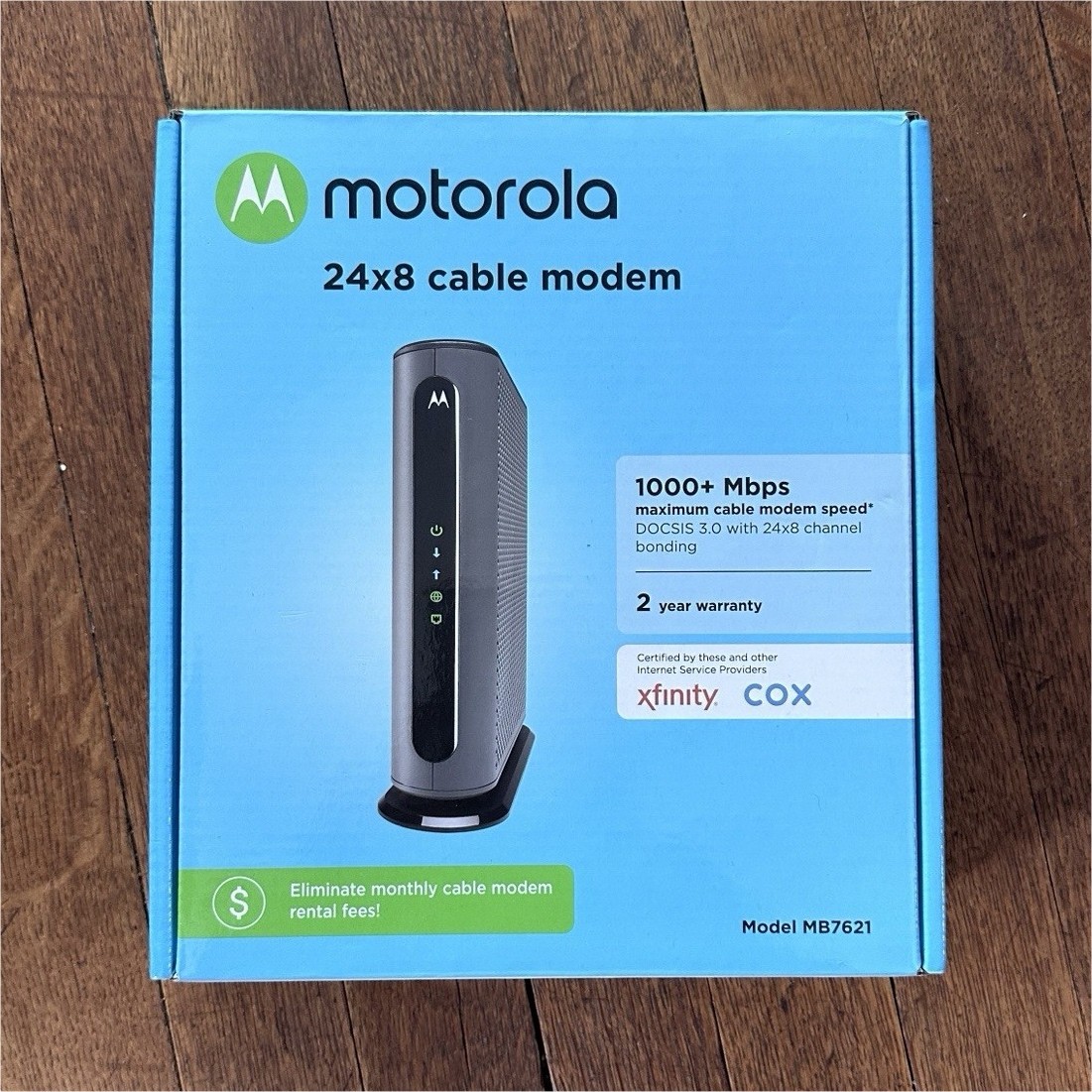 Motorola MB7621 DOCSIS 3.0 24×8 Cable Modem 1000+ Mbps RJ-45 Black