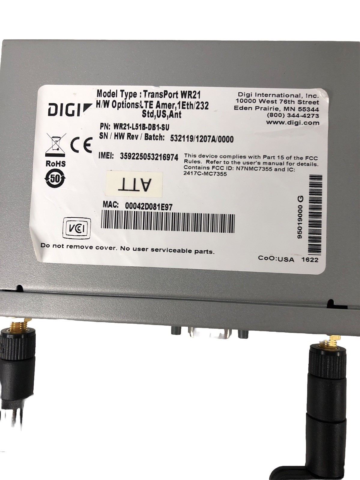 New Open Box Digi TransPort WR21-L51B-DB1-SU Cellular Router