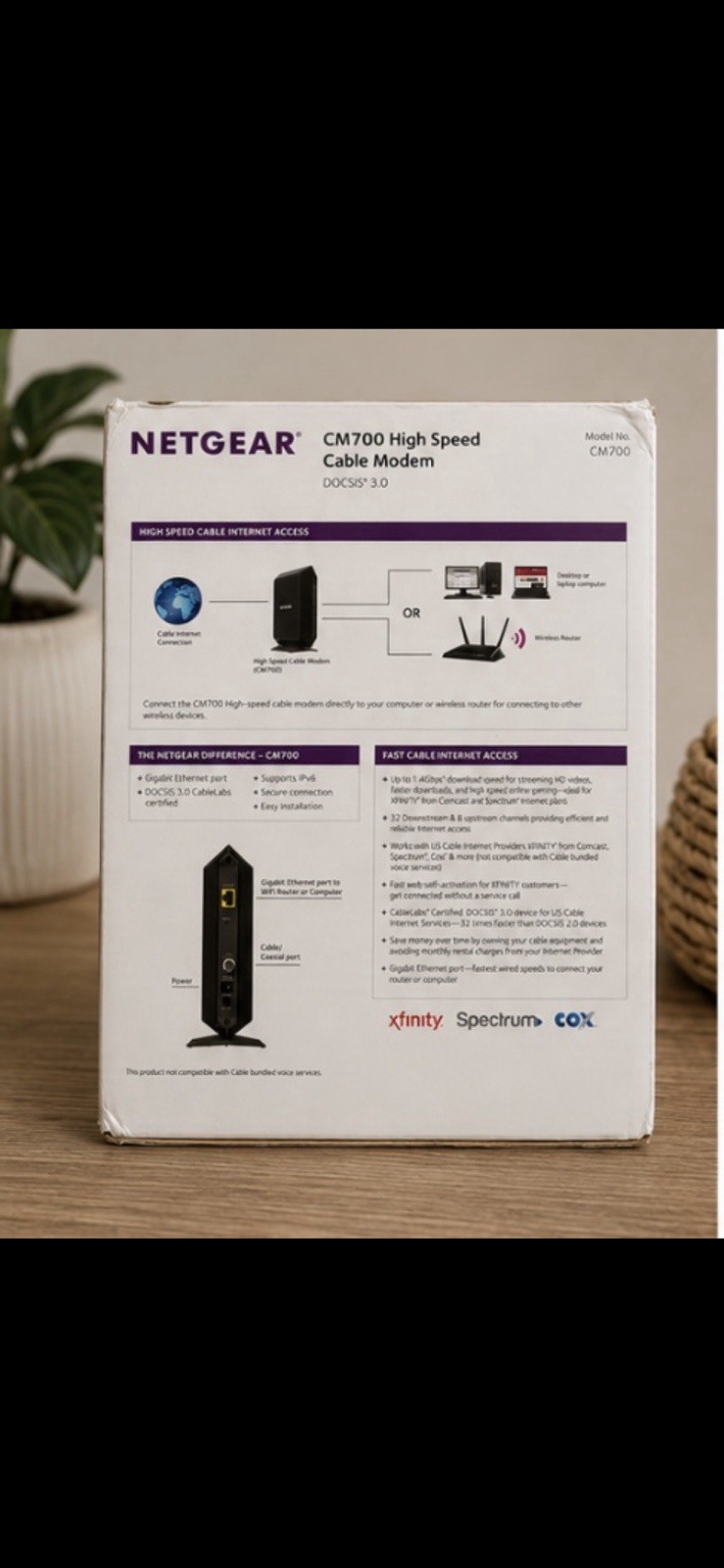 NETGEAR CM700 High Speed Cable Modem Docsis 3.0 New Open Box