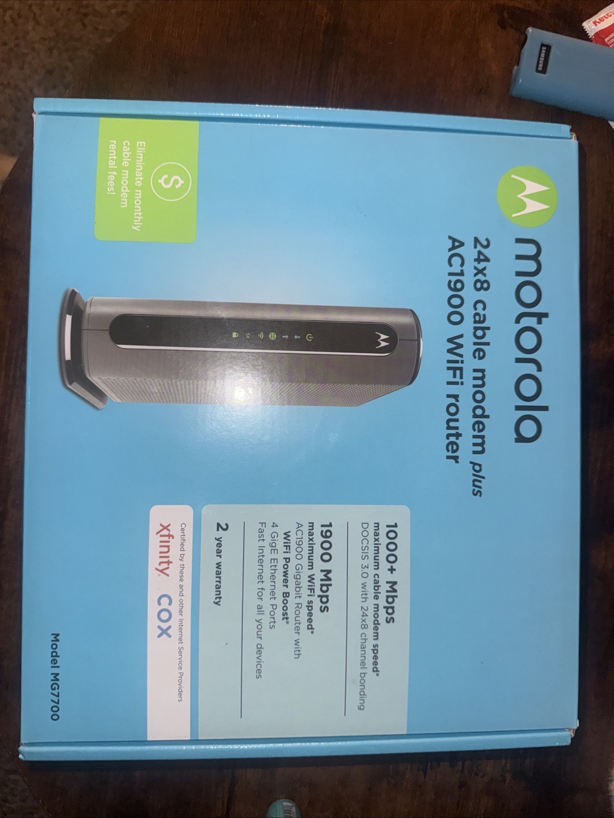 Motorola 24×8 Cable Modern “plus” AC1900 WiFi Router