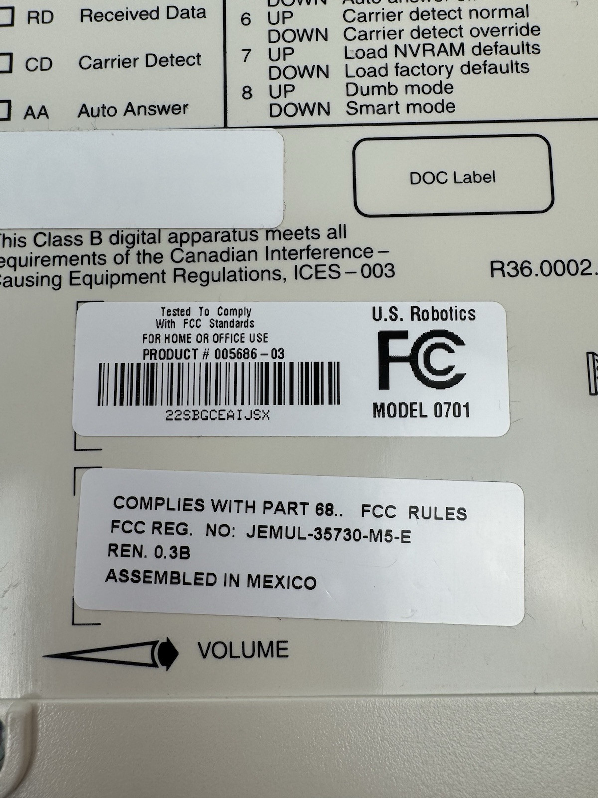 US Robotics 56K Faxmodem V.92 & V.90 5686 USR5686D Used