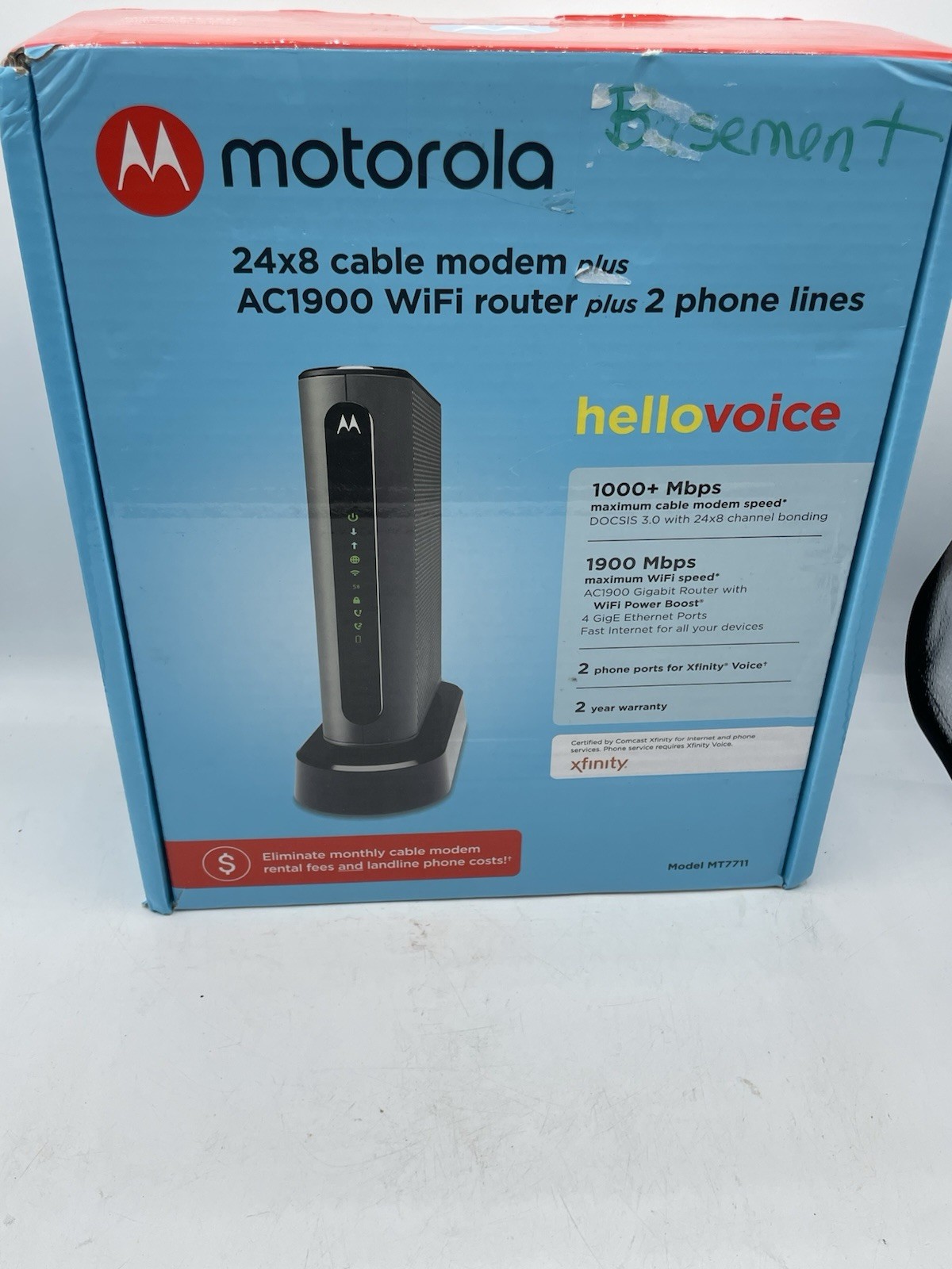Motorola 24×8 Cable Modem + AC1900 WiFi Router + 2 Phone Line for Xfinity MT7711