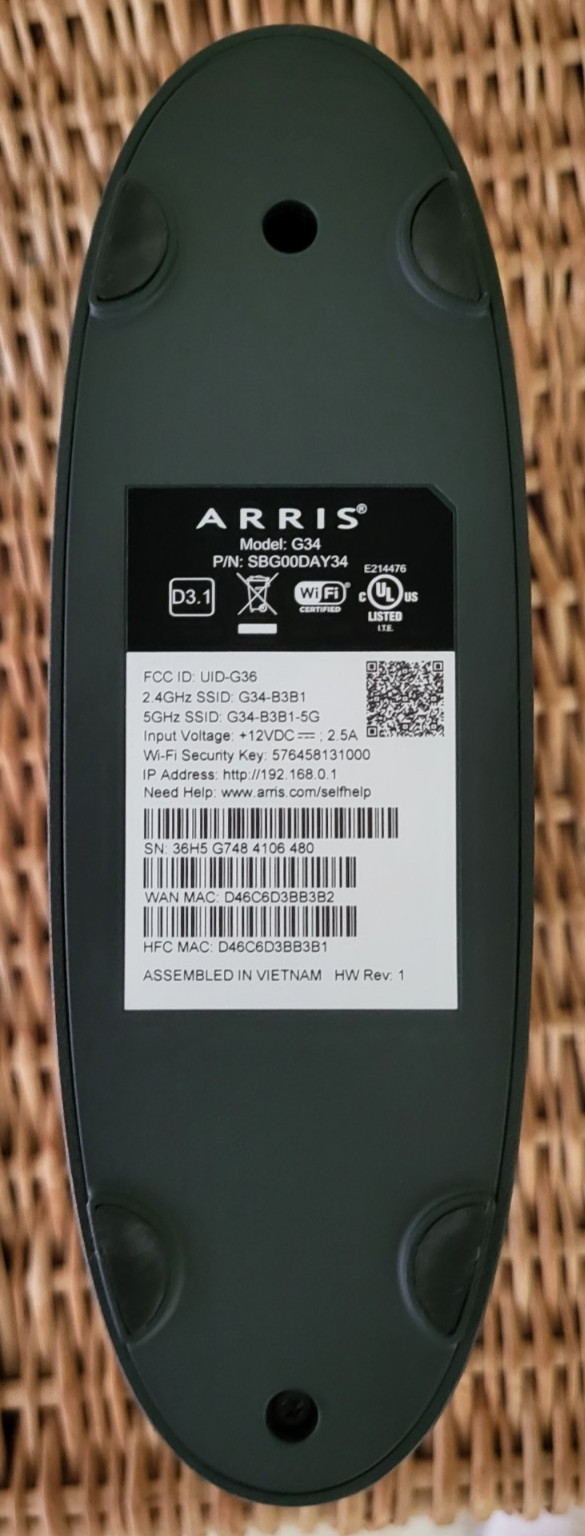ARRIS SURFboard G34 DOCSIS 3.1 Wi-Fi 6 Cable Modem AX3000 Great Condition