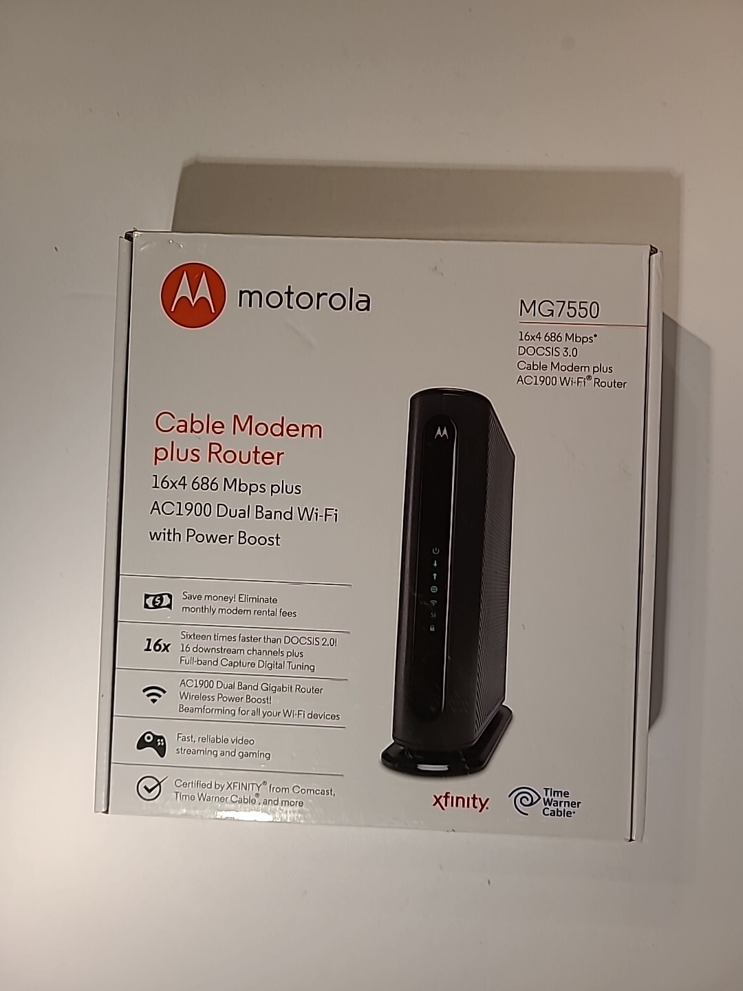 Motorola MG7550 16×4 DOCSIS 3.0 Cable Modem Plus AC1900 WiFi Router