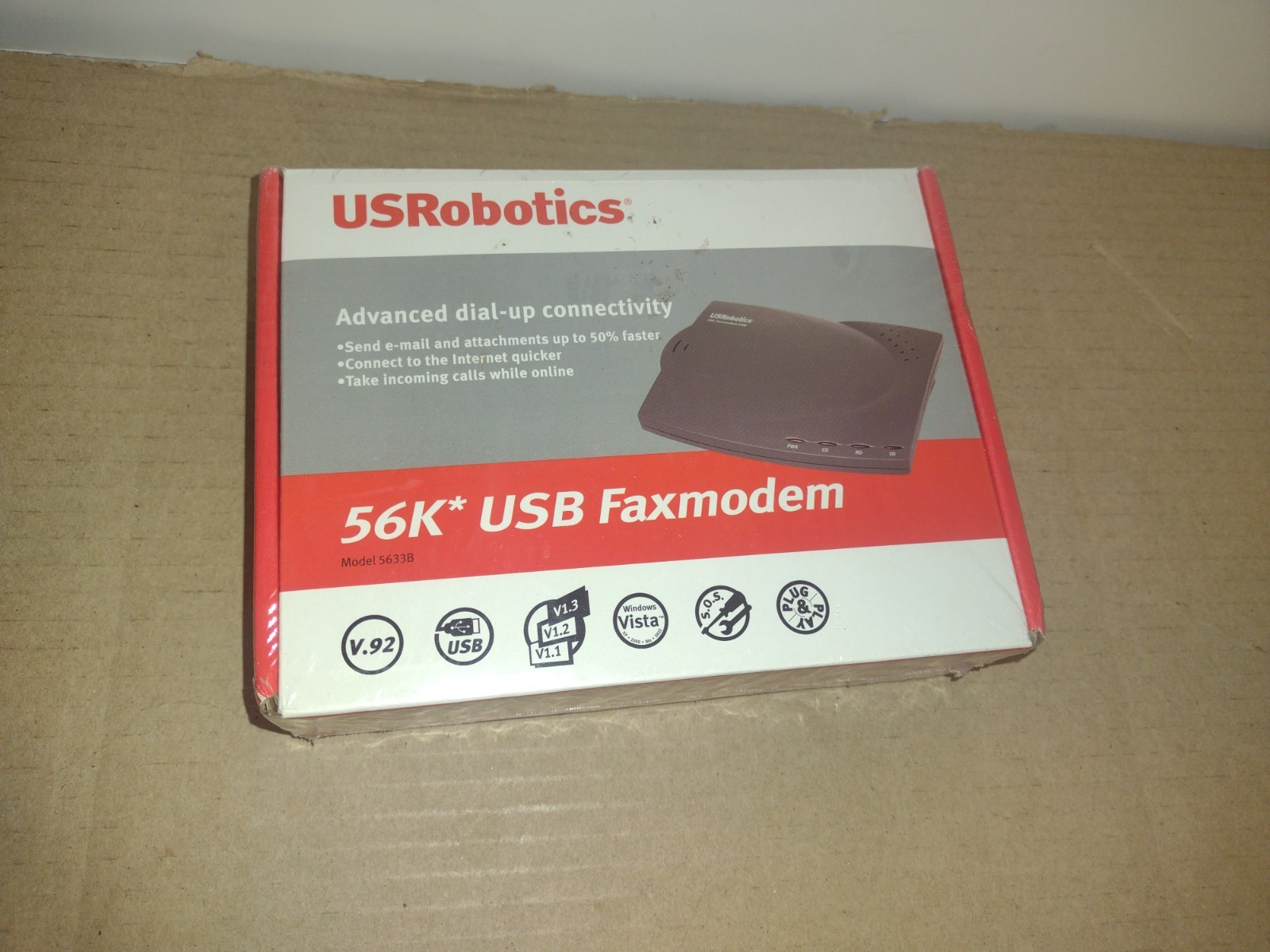 US Robotics USR5633B 56K USB FaxModem Advanced Dial-Up Connectivity Plug & Play