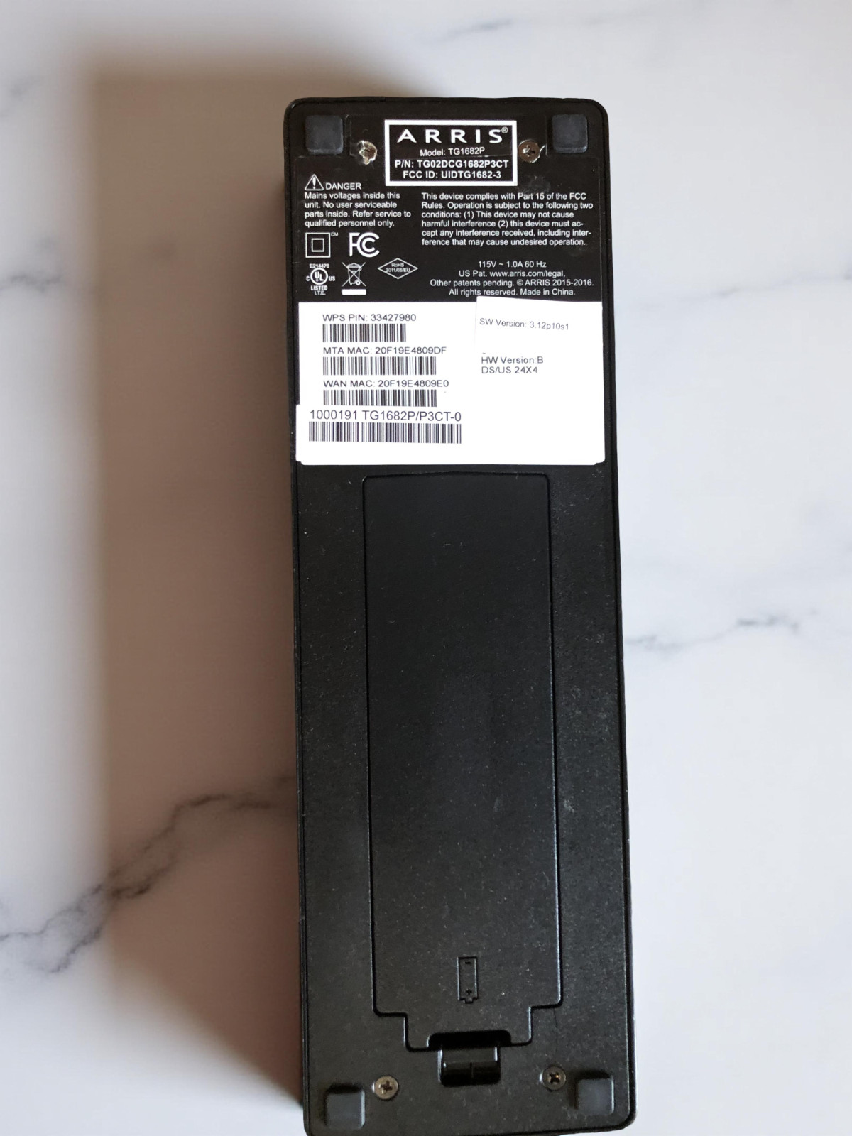 Xfinity Prepaid Internet Cable Modem Wifi Router Arris TG1682P w/Power cord