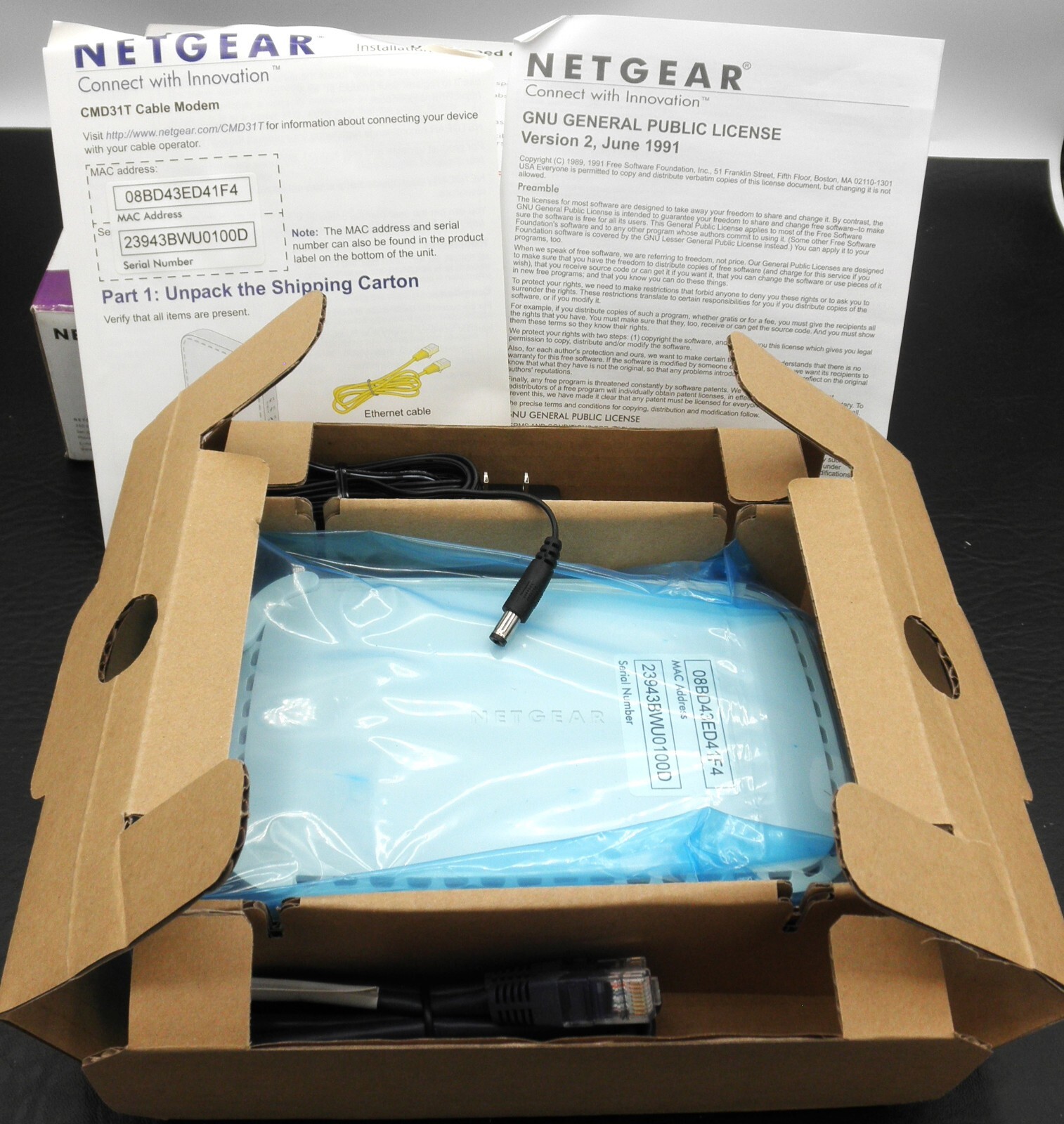 Netgear High Speed Cable Modem Internet DOSCIS 3.0 CMD31T IPv6 New