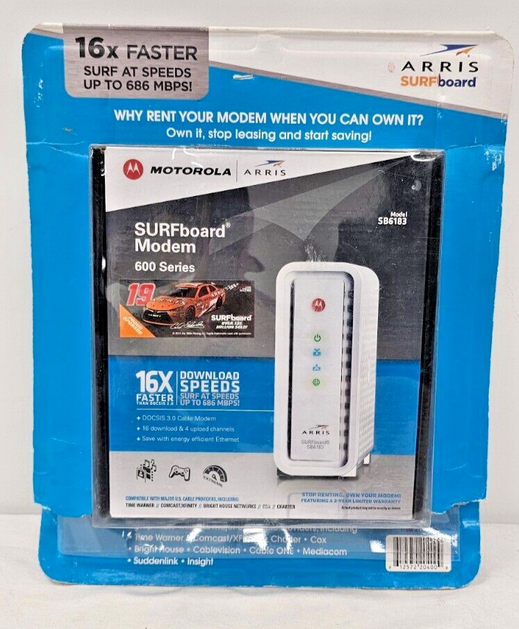 MOTOROLA ARRIS Surfboard SB6183 Cable Modem 16×4 Channels DOCSIS 3.0 – White