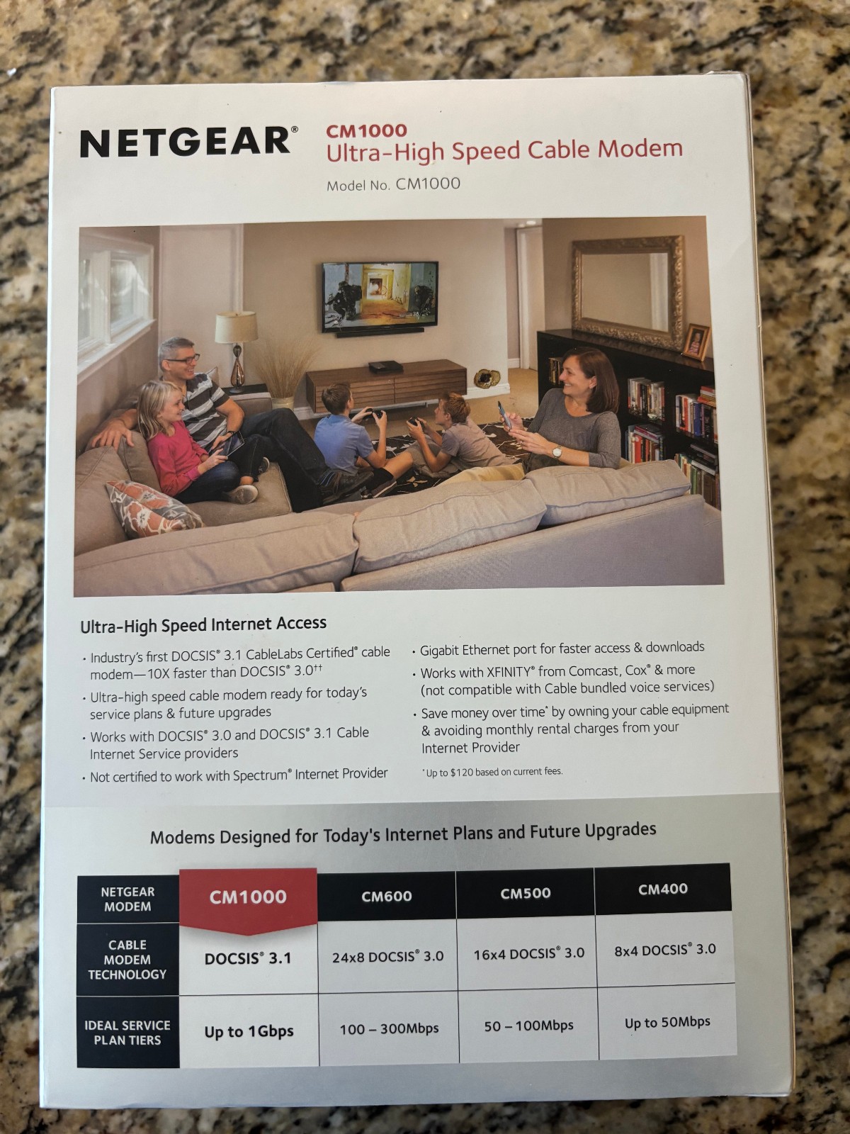 NETGEAR CM1000 Wired-Ethernet (RJ-45) Cable – CM1000100NAS (Black)
