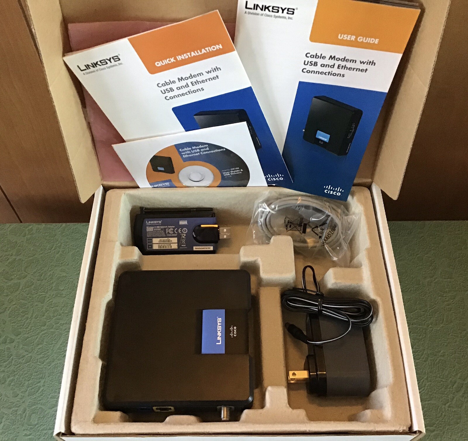 NOS NEW Cisco Linksys CM100 Cable Modem With USB & Ethernet Home Office Internet
