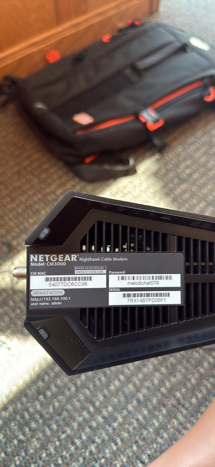 NETGEAR Nighthawk CM3000 DOCSIS 3.1 2.5Gbps Cable Modem, 2 LAN, Black