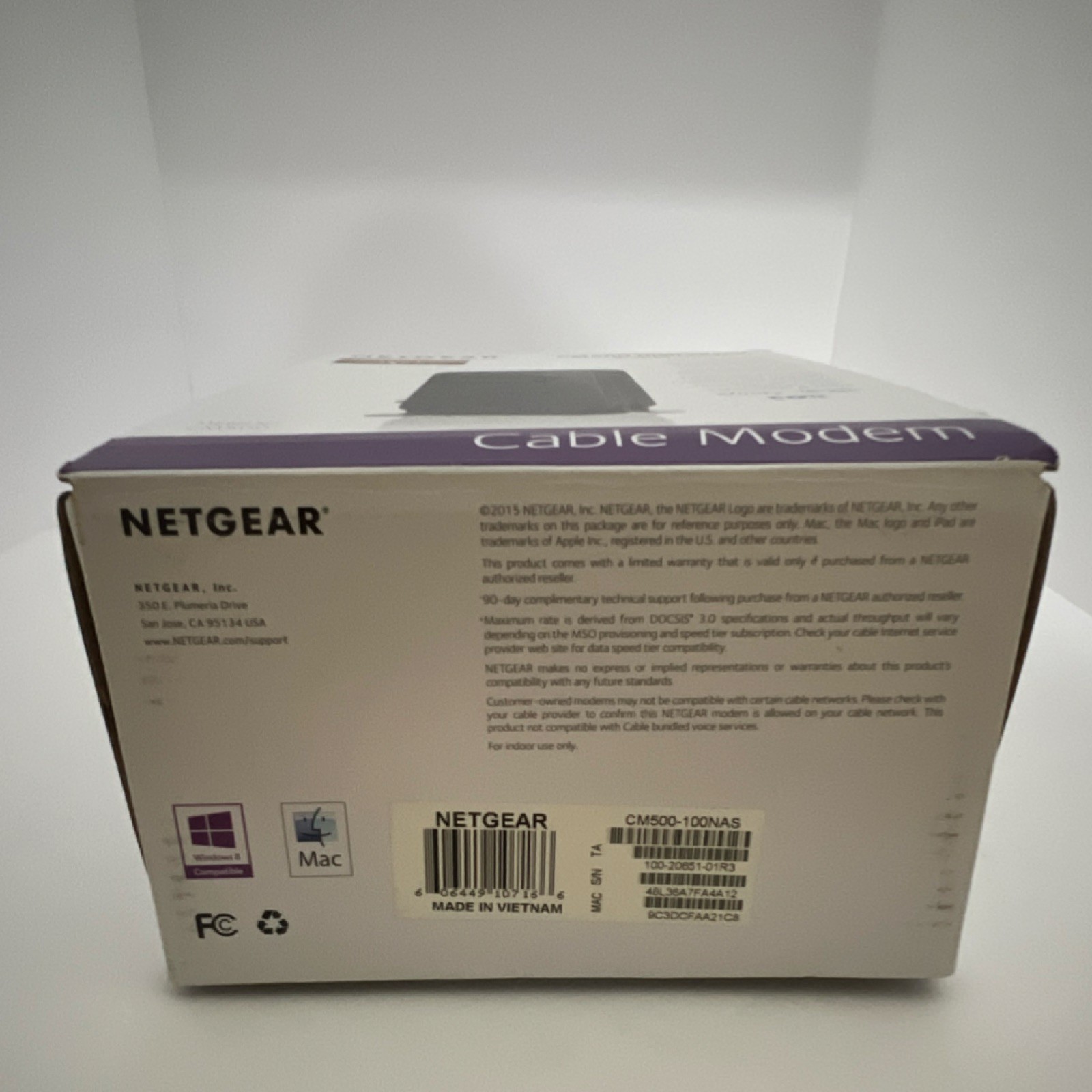 NETGEAR CM500 Cable Modem DOCSIS 3.0 680 Mbps Ethernet Xfinity Cox Time Warner