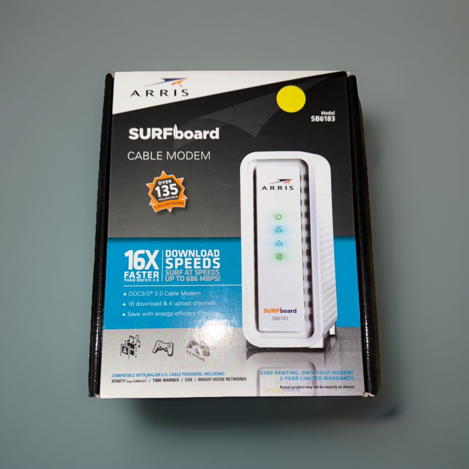 ARRIS SB6183 Surfboard DOCSIS 3.0 Cable Modem Streaming for Cox Spectrum Xfinity