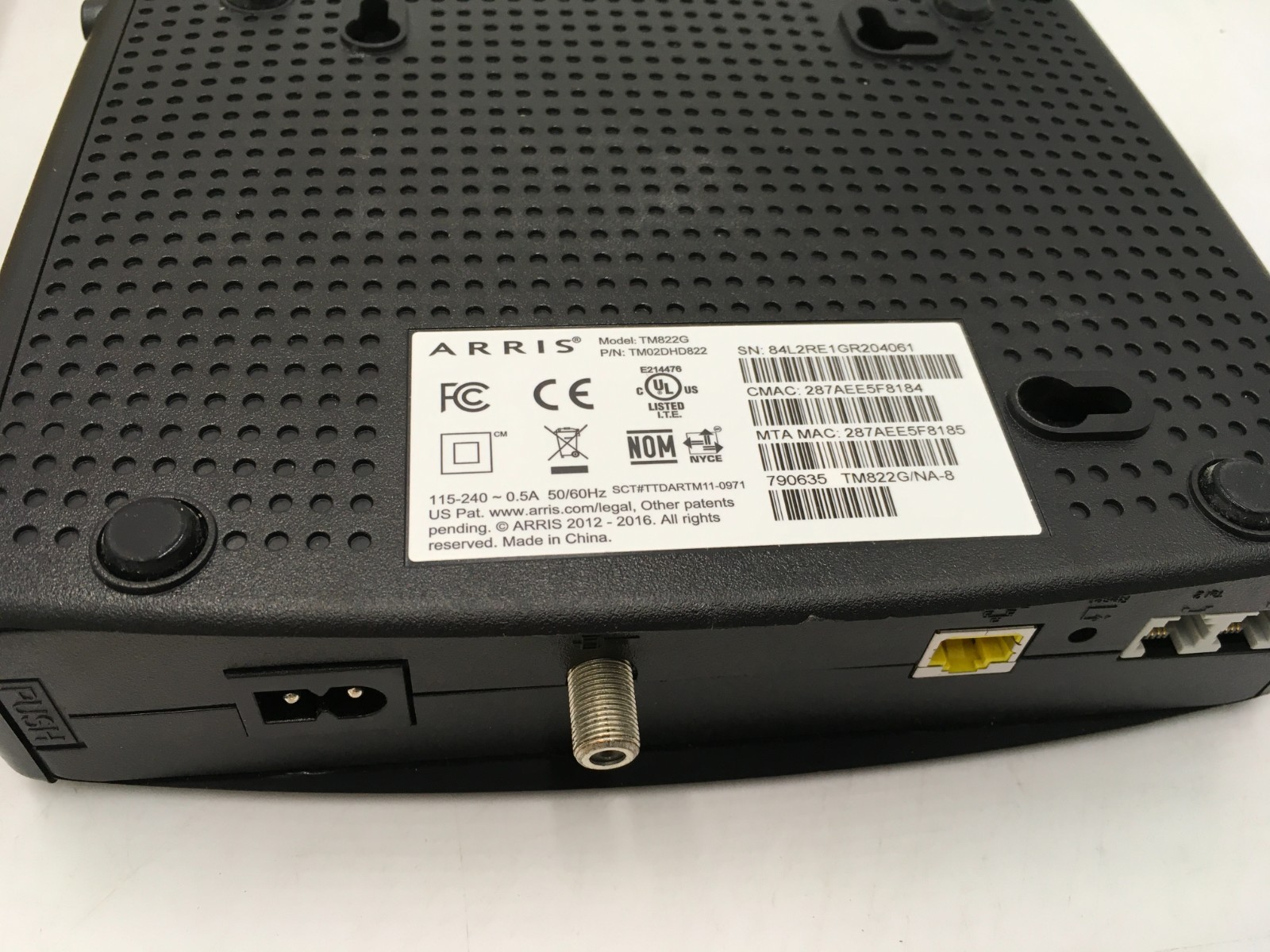 New Arris TM822G Touchstone Telephony Modem D 3.0 TM822G/NA-8 790635 battery p/s