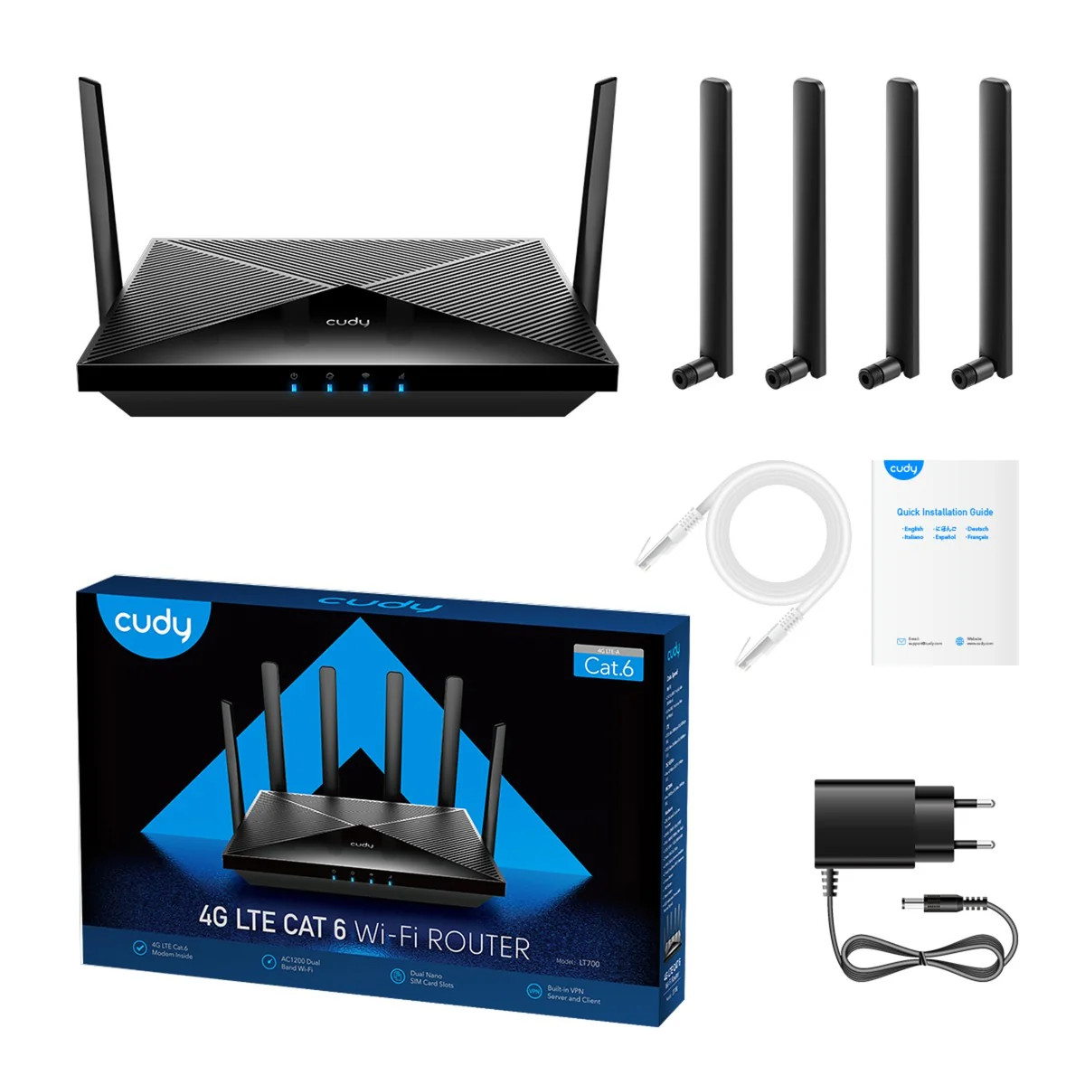 Cudy AC1200 Wi-Fi 4G LTE Cat6 Gigabit Router LT700