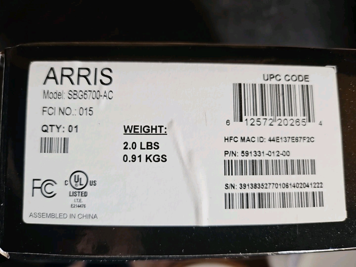 ARRIS SBG6700-AC SURFboard AC1600 Dual-Band Cable Modem & WiFi Router