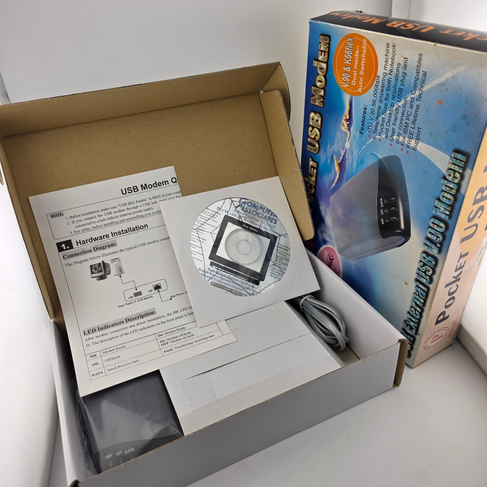 Phoebe Pocket USB 56K External Modem V.90 K56Flex Open Box NOS Sealed