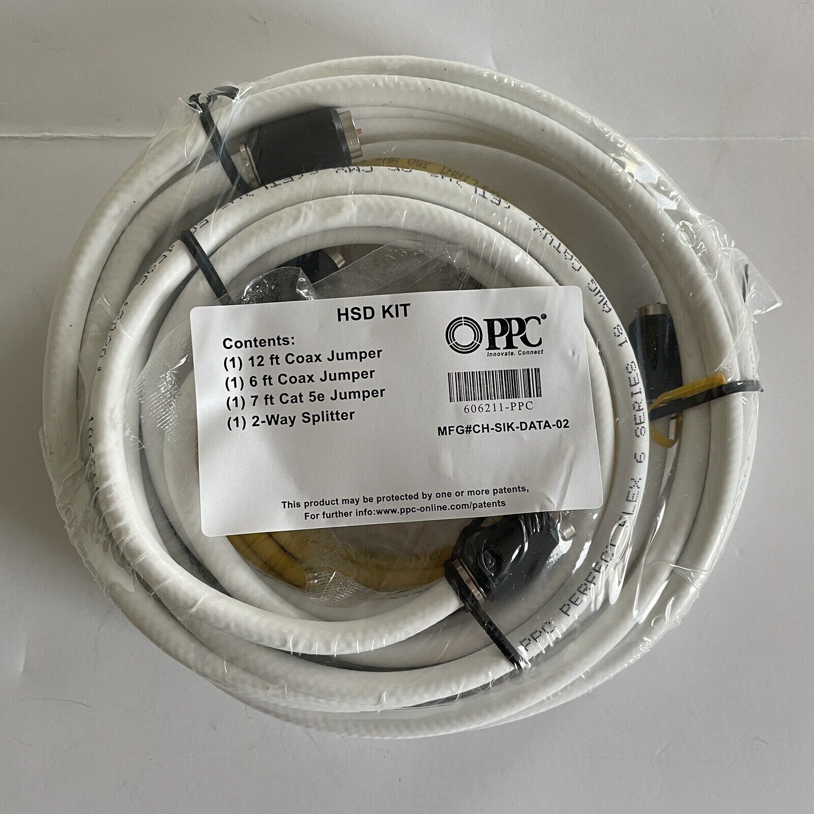 HSD Kit 7 ft Cat 5e & 6 ft and 12 ft. Coax Jumper Cables With 2-Way Splitter