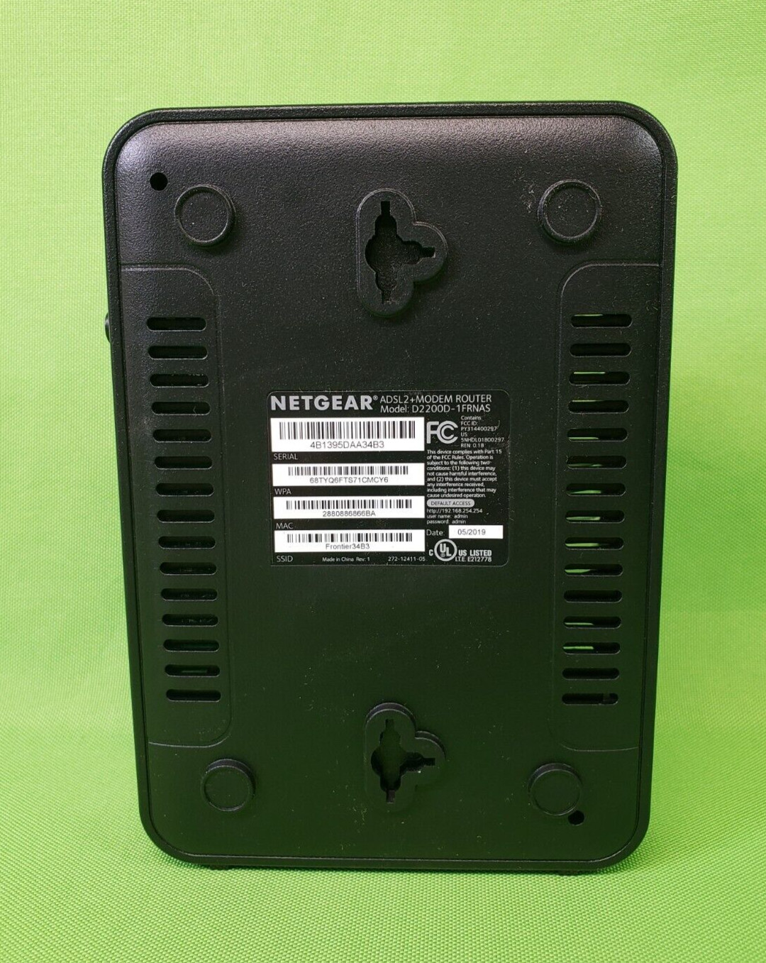 Frontier NetGear DSL Modem with WiFi ADSL2+ Router Model D2200D-1FRNAS