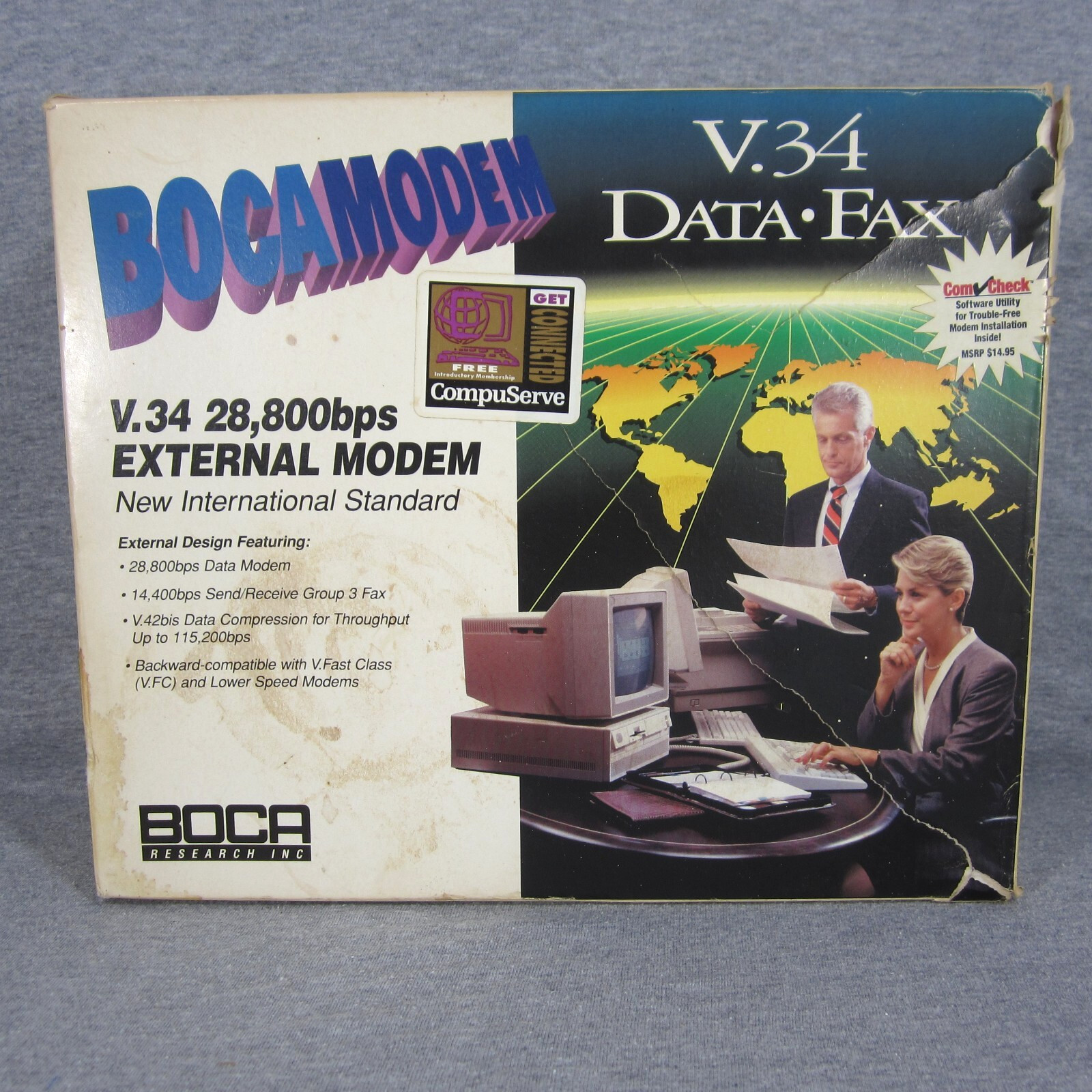 Vintage Boca Bocamodem V.34 28,800bps External Modem Data Fax