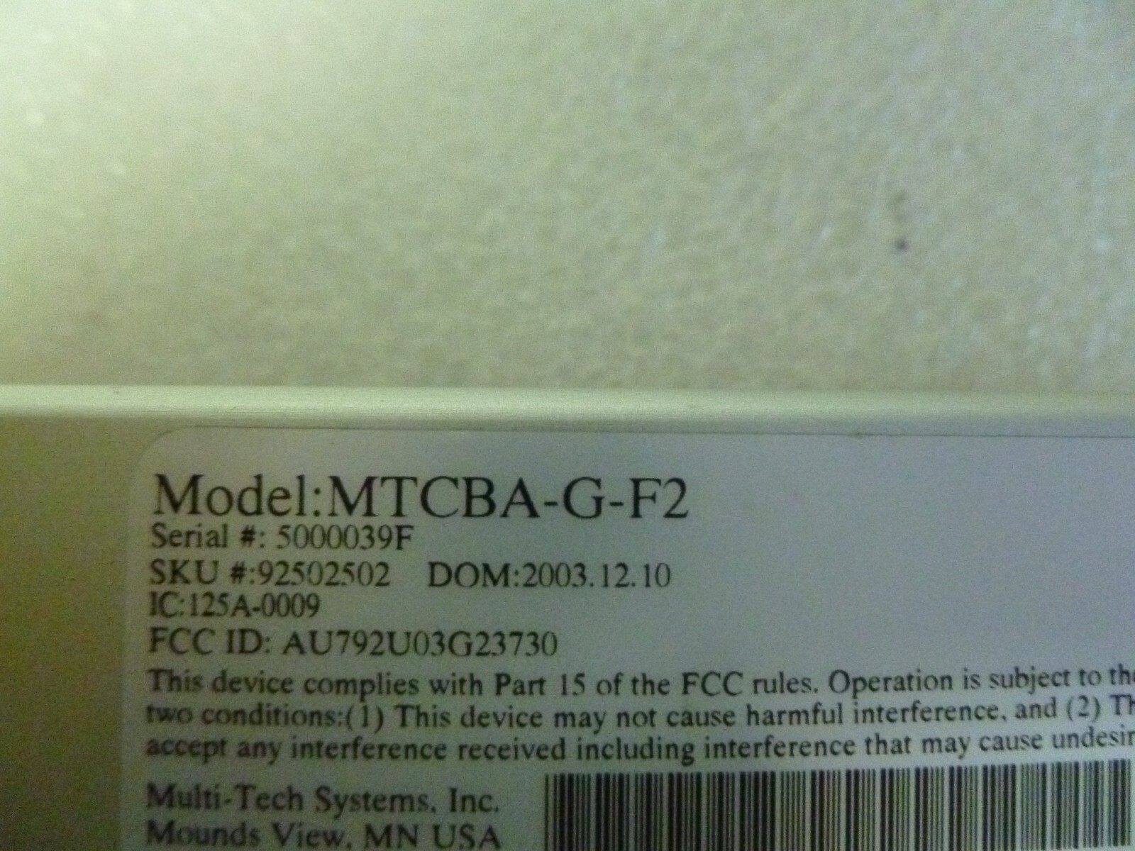 MultiTech Systems MultiModem GSM/GPRS Wireless Modem MTCBA-G-F2