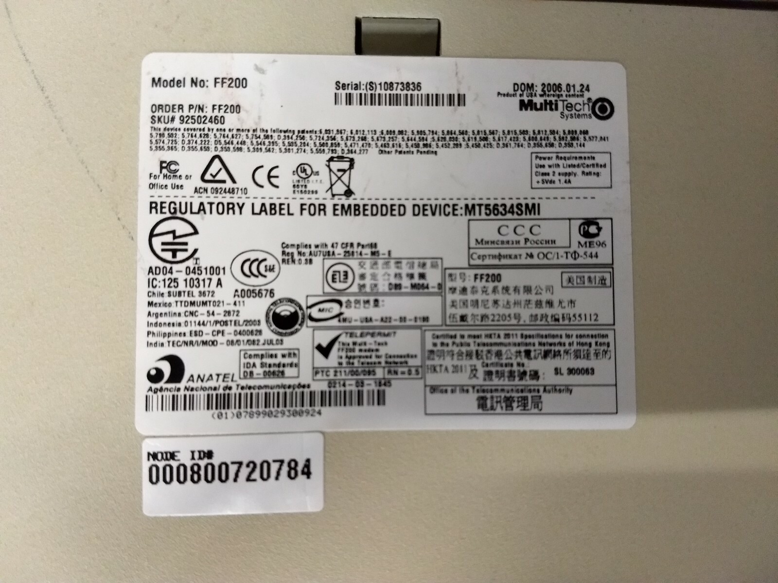 MultiTech Systems FaxFinder FF200 w/ Power Supply