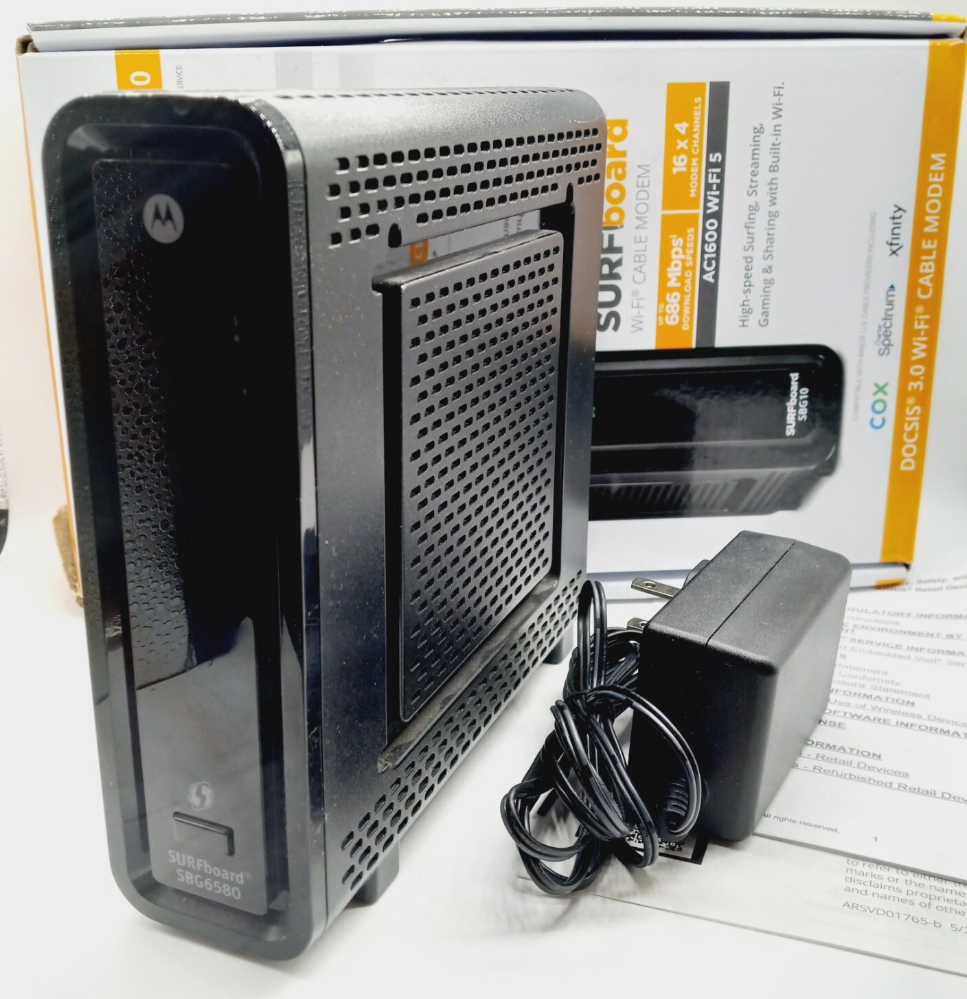 ARRIS SURFboard SBG10 DOCSIS3.0 16×4 Gigabit Cable Modem & Router AC1600Mbps