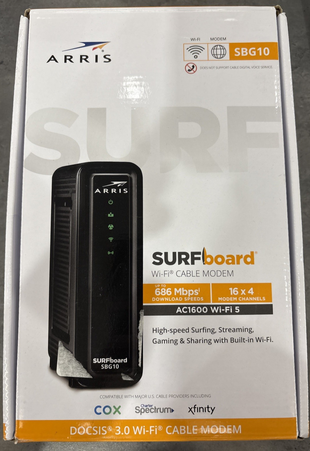 ARRIS SURFboard SBG10 DOCSIS Cable Modem & AC1600 Wi-Fi Router