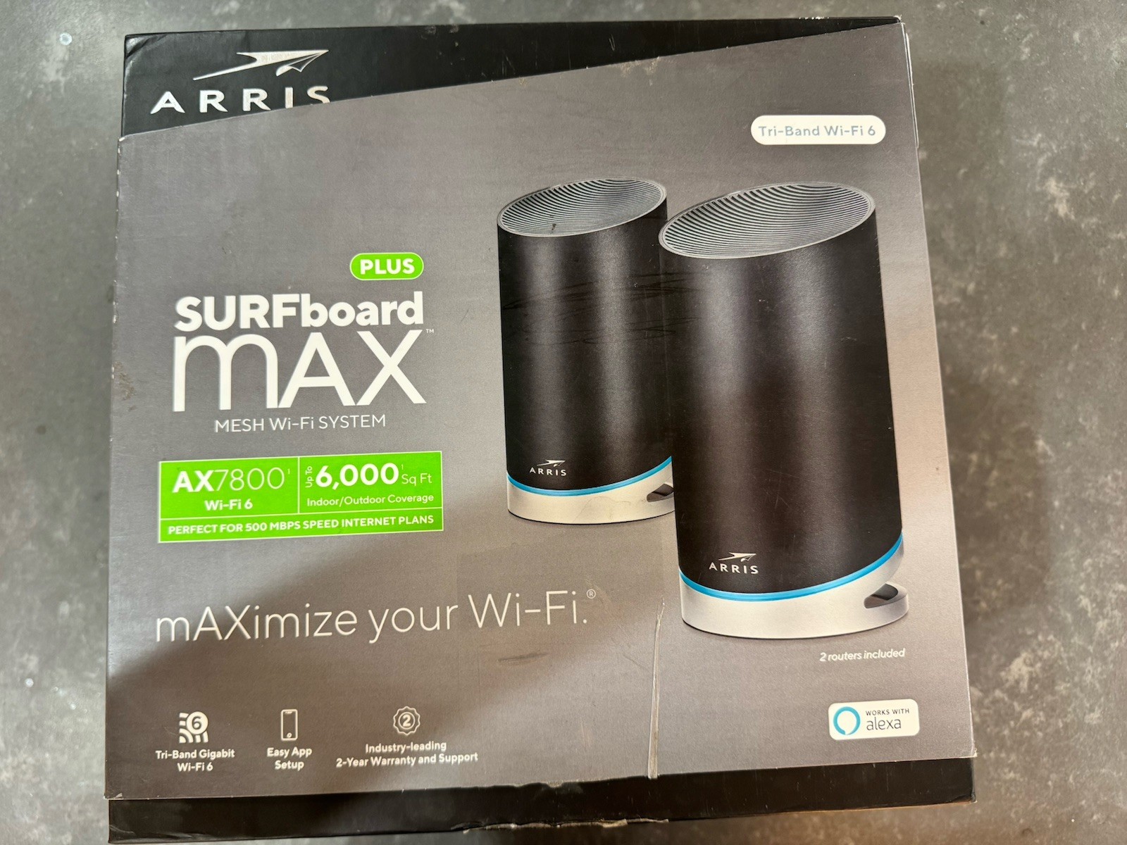 ARRIS AX7800 SURFBOARD MAX PLUS MESH SYSTEM (2 PACK) – BLACK