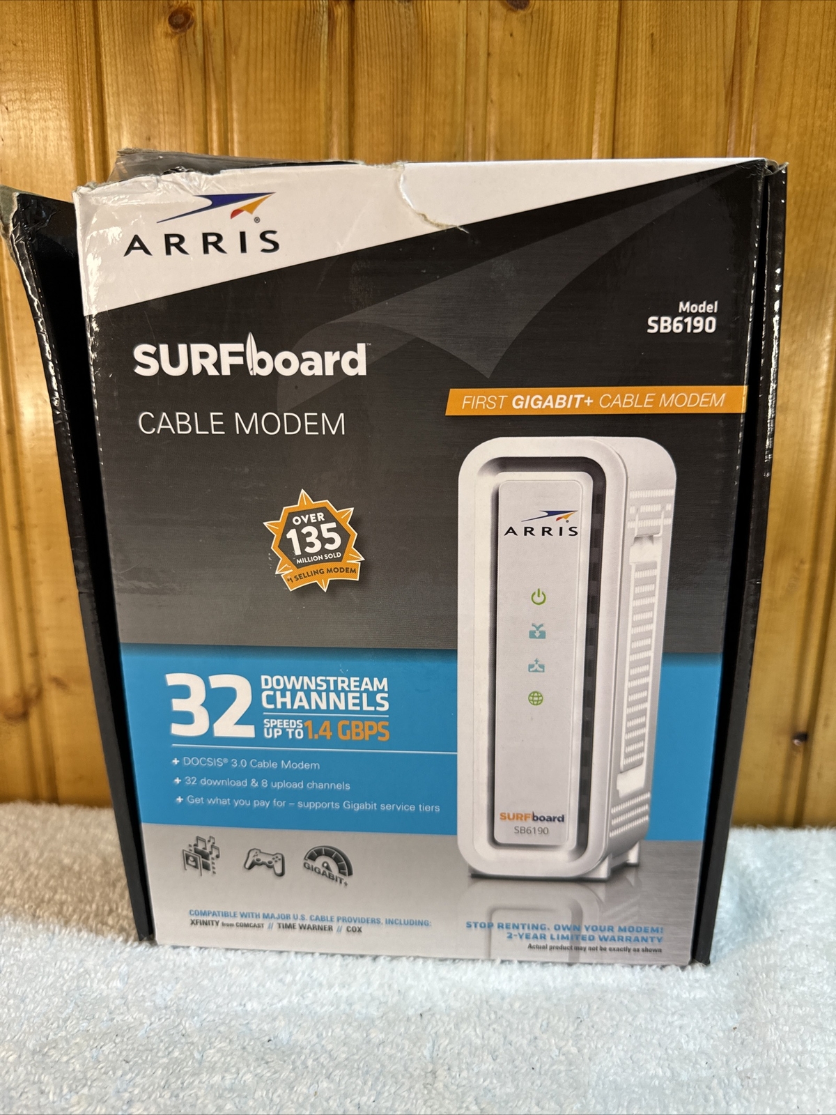 ARRIS SURFboard DOCSIS 3.0 Cable Modem – SB6190 32 Download & 8 Upload Channels