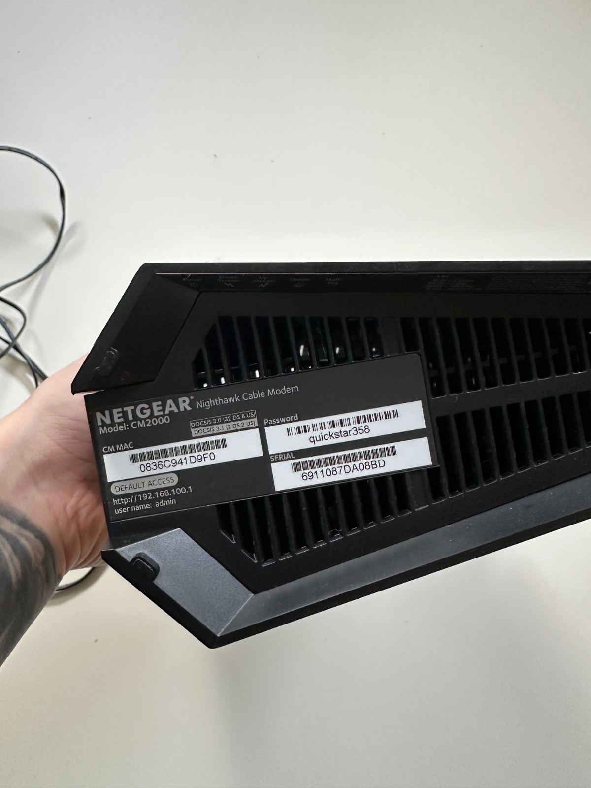 Netgear Black Hawk CM2000 modem
