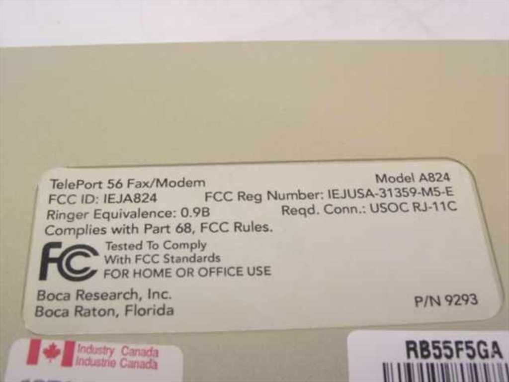 A824 Global Village Tele Port 56 Fax/Modem 9294 – No Power Cable