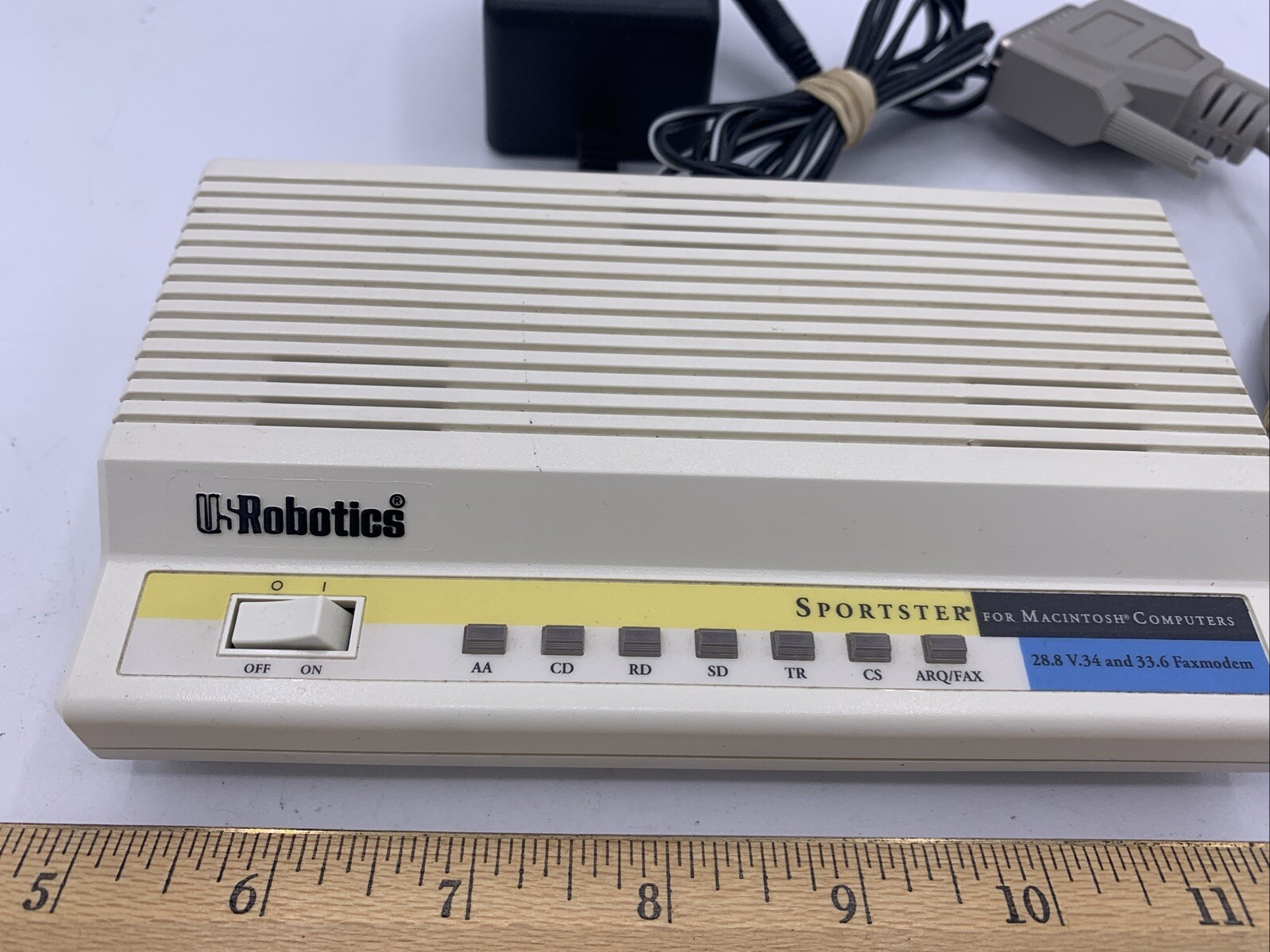 USR US Robotics Sportster Modem External Faxmodem 0459 w/Power Supply & Cable