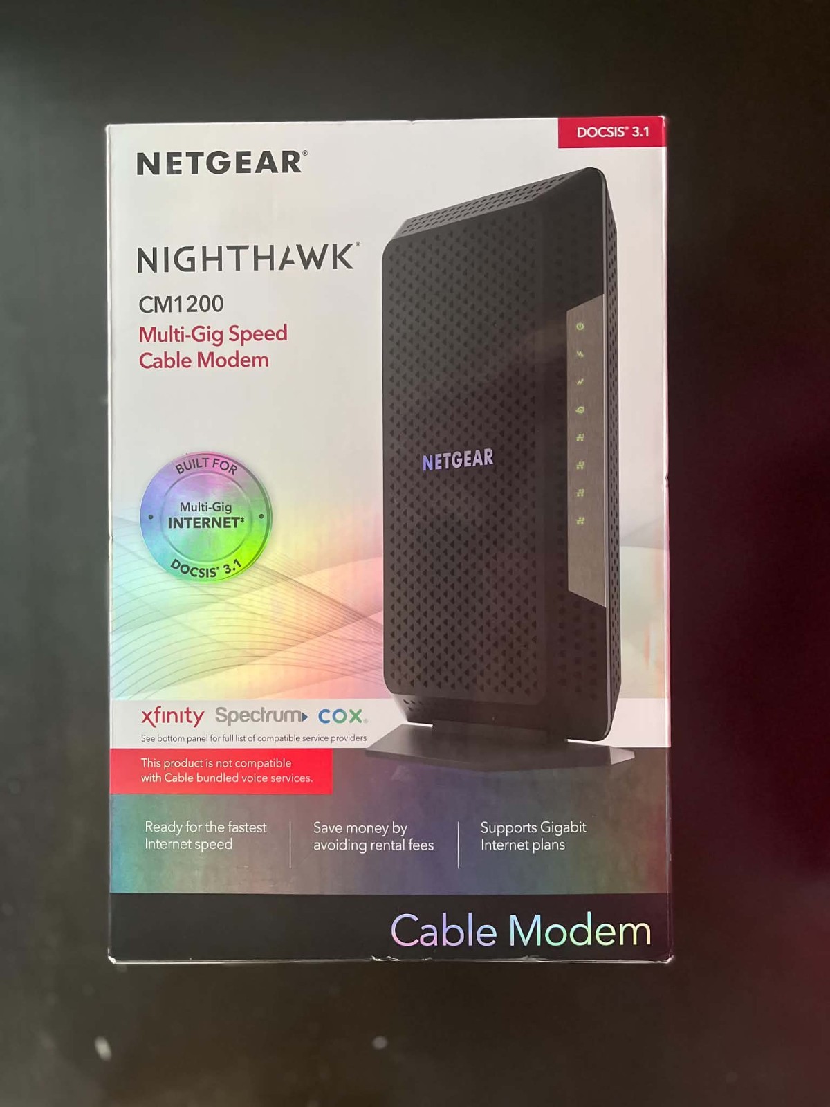 NETGEAR Nighthawk CM1200 DOCSIS 3.1 Cable Modem Multi-Gig 10Gbps 4 LAN Xfinity