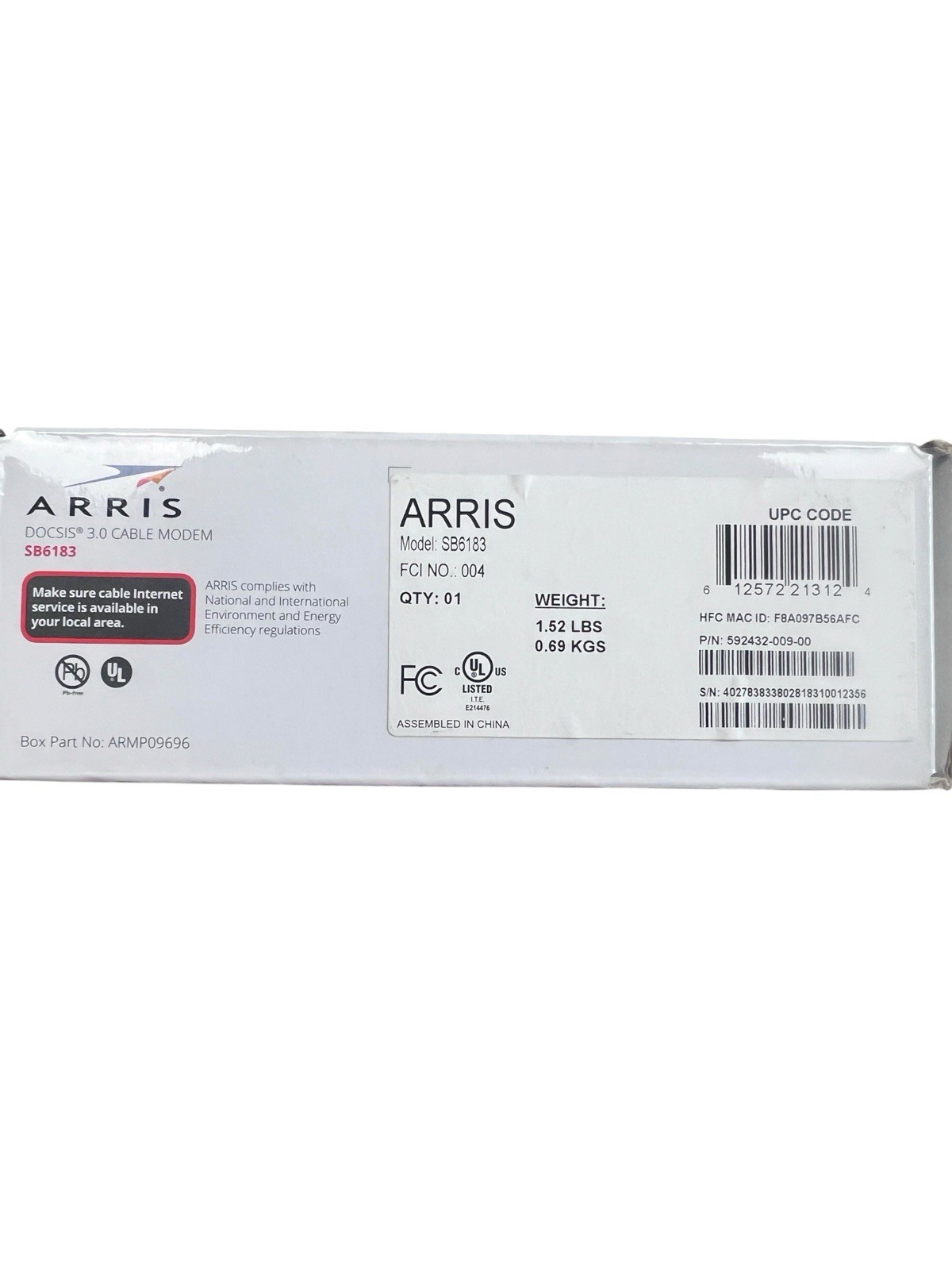 ARRIS SURFboard SB6183 DOCSIS 3.0 Cable Modem 686 Mbps Open Box New